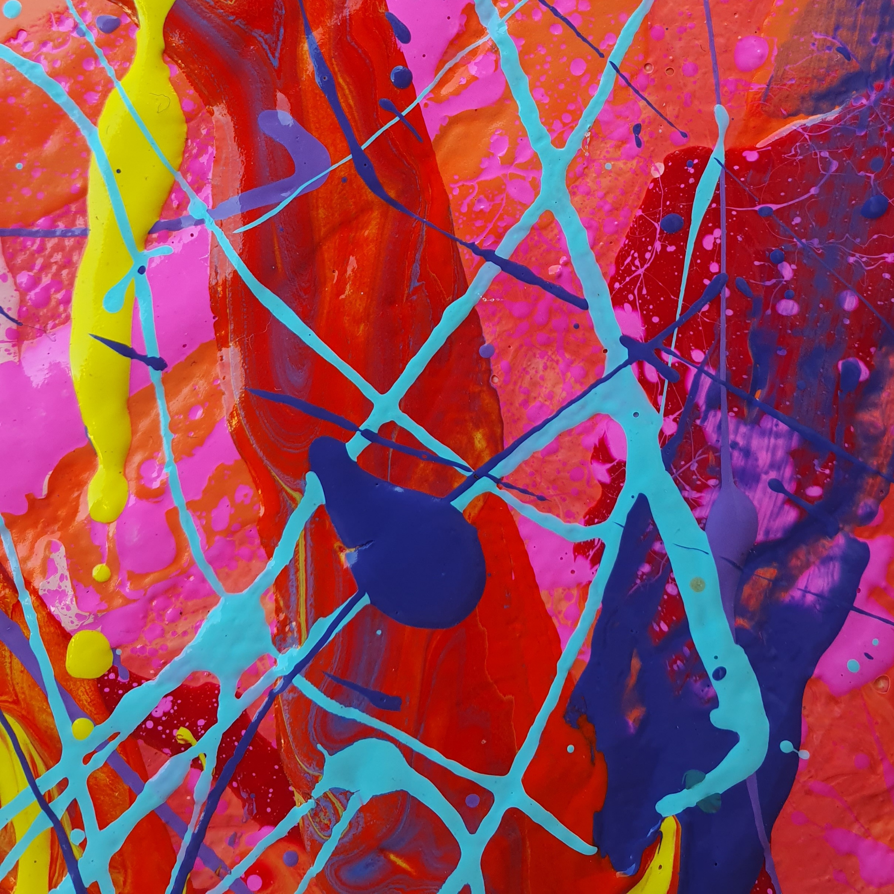 Solar Flare. Original Abstract, Hexagon Acrylic Canvas Painting.