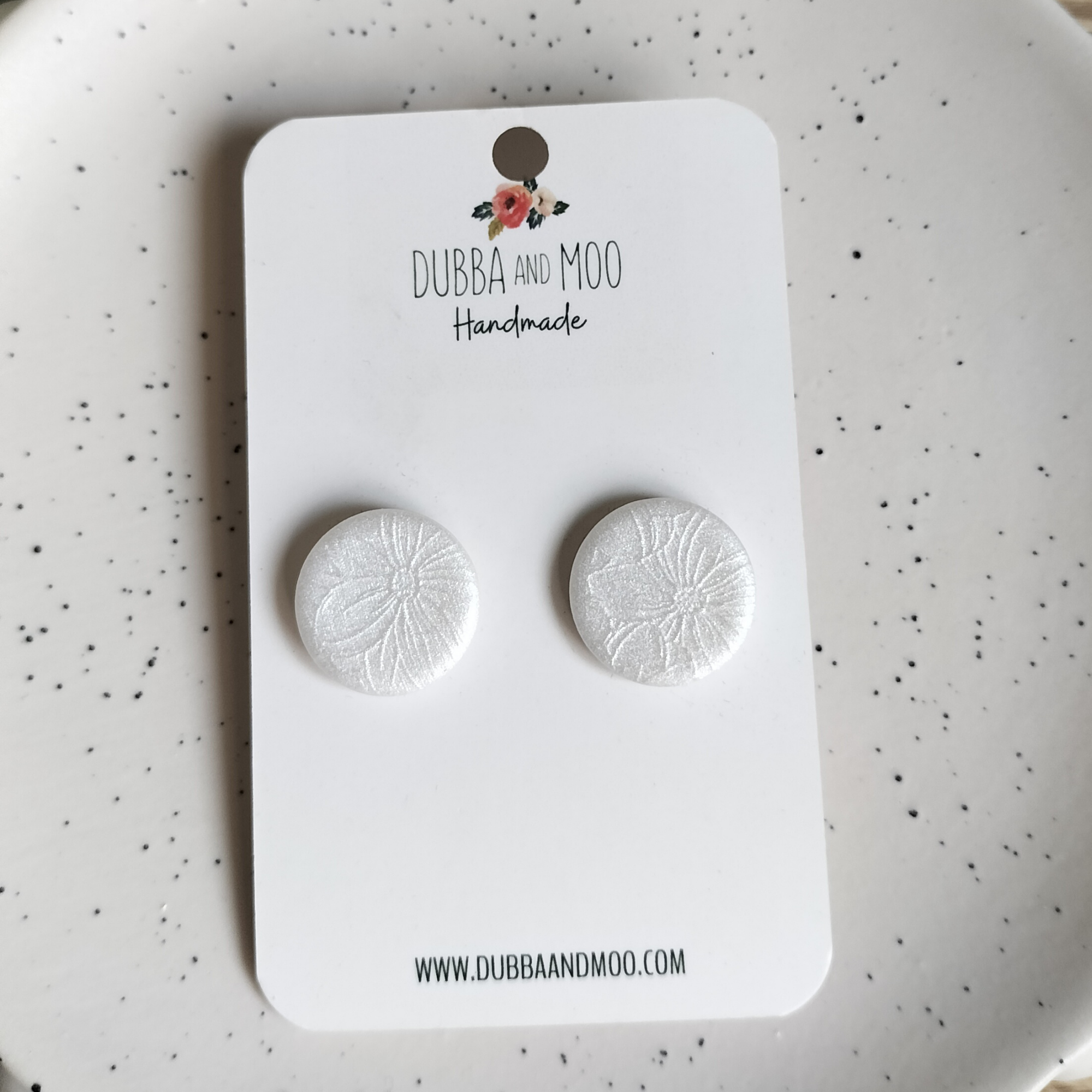 Floral Embossed Polymer Clay Stud Earrings - 19mm (Large) in 20 Colour Options