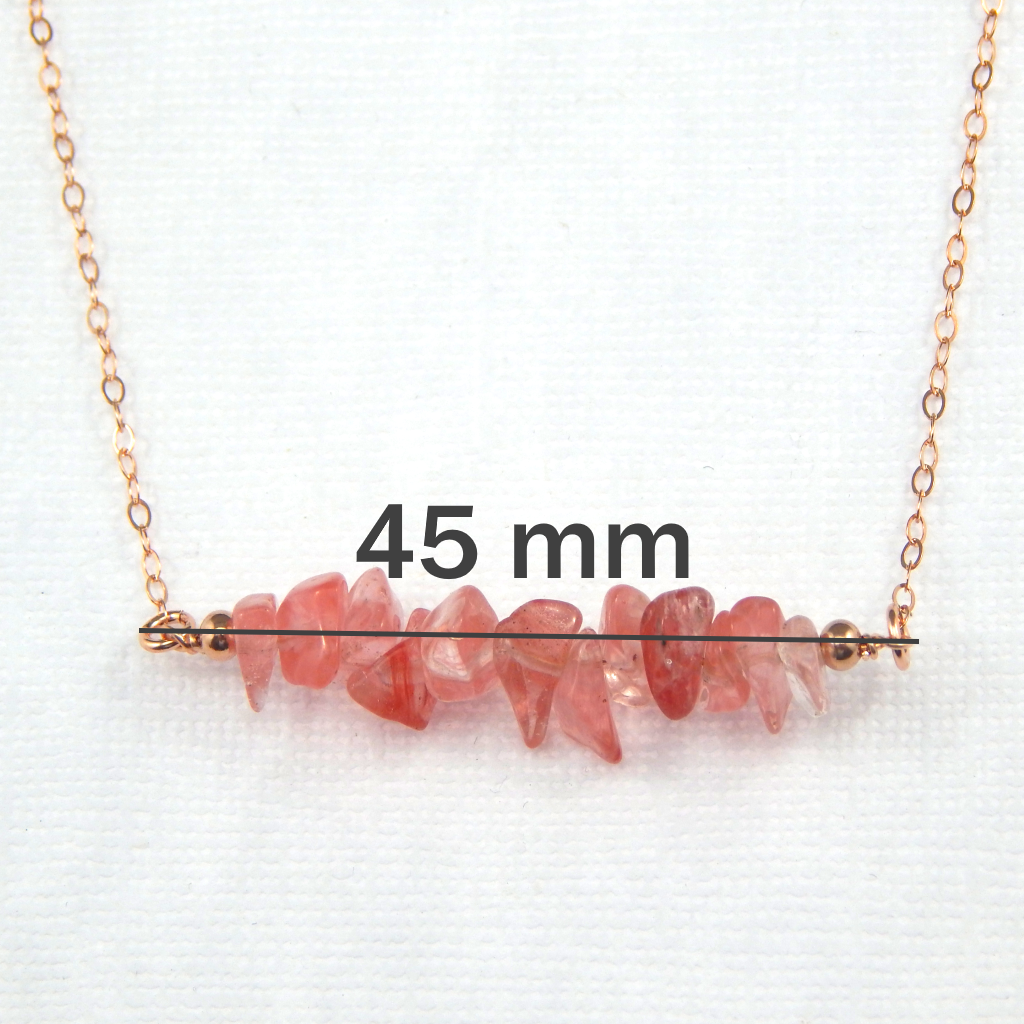 Cherry Quartz Raw Chip Bar Necklace,Choose Your Finish