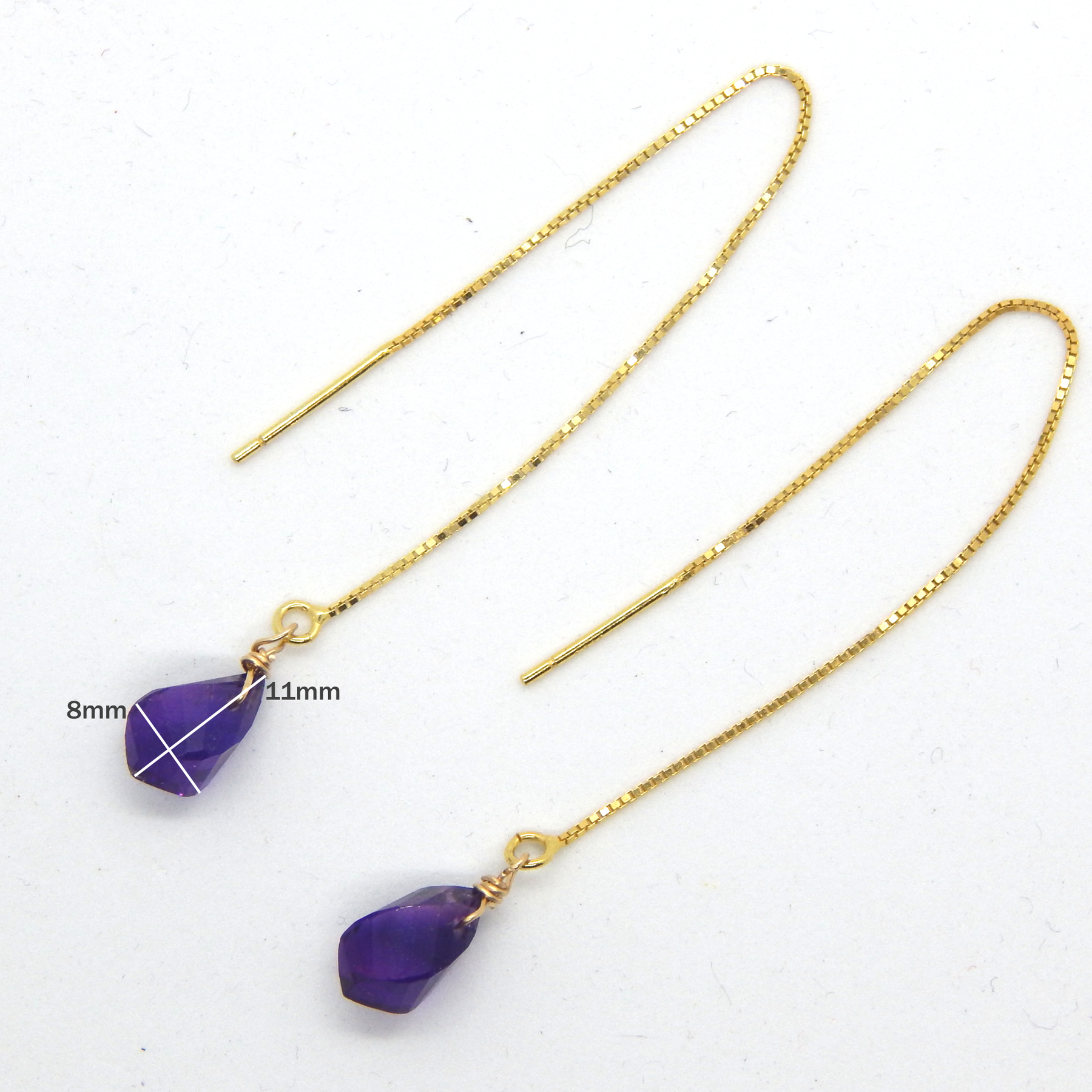 Amethyst Threader Earrings,African Amethyst Threader Earrings,February Birthstone Earrings