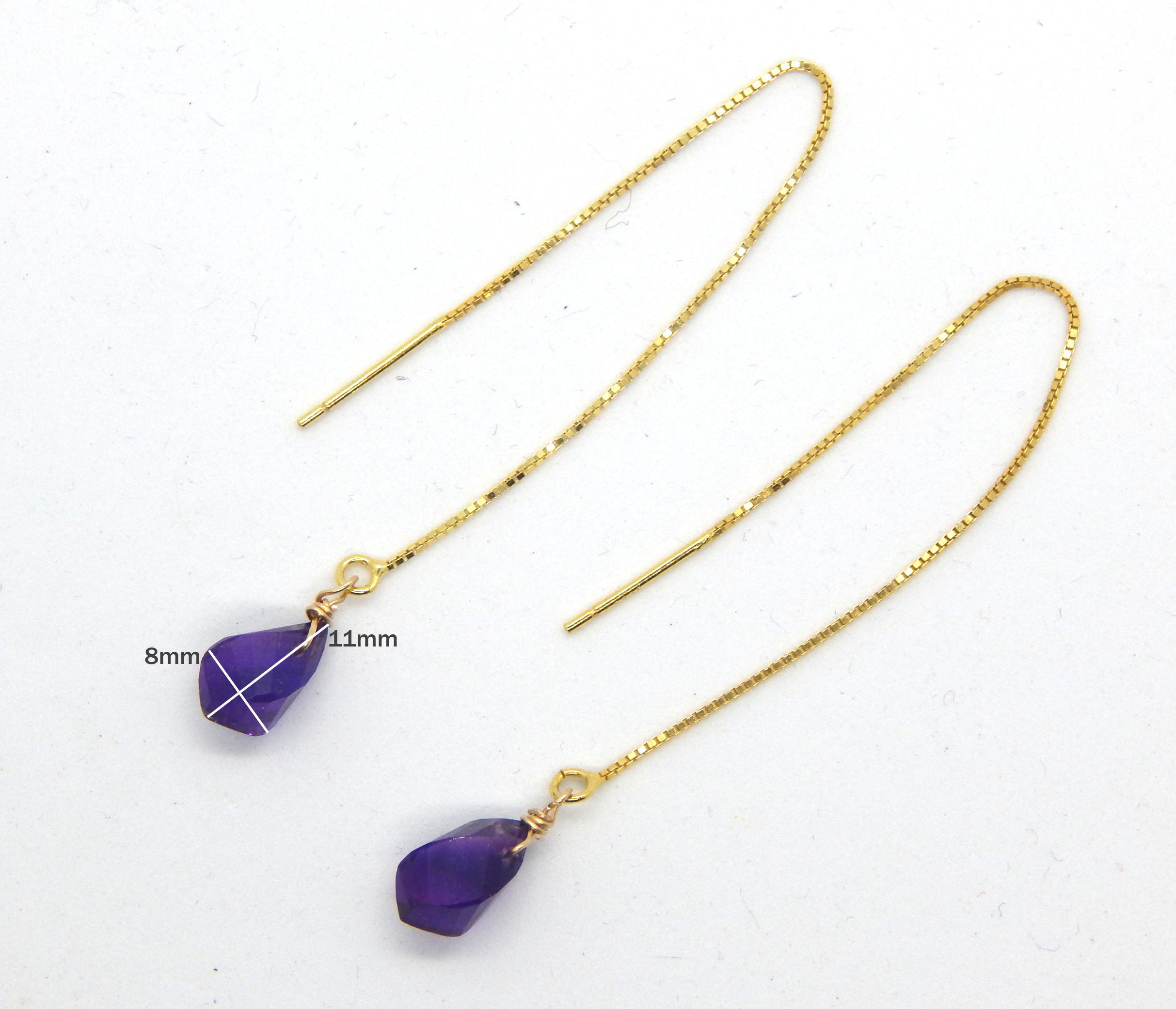 Amethyst Threader Earrings,African Amethyst Threader Earrings,February Birthstone Earrings