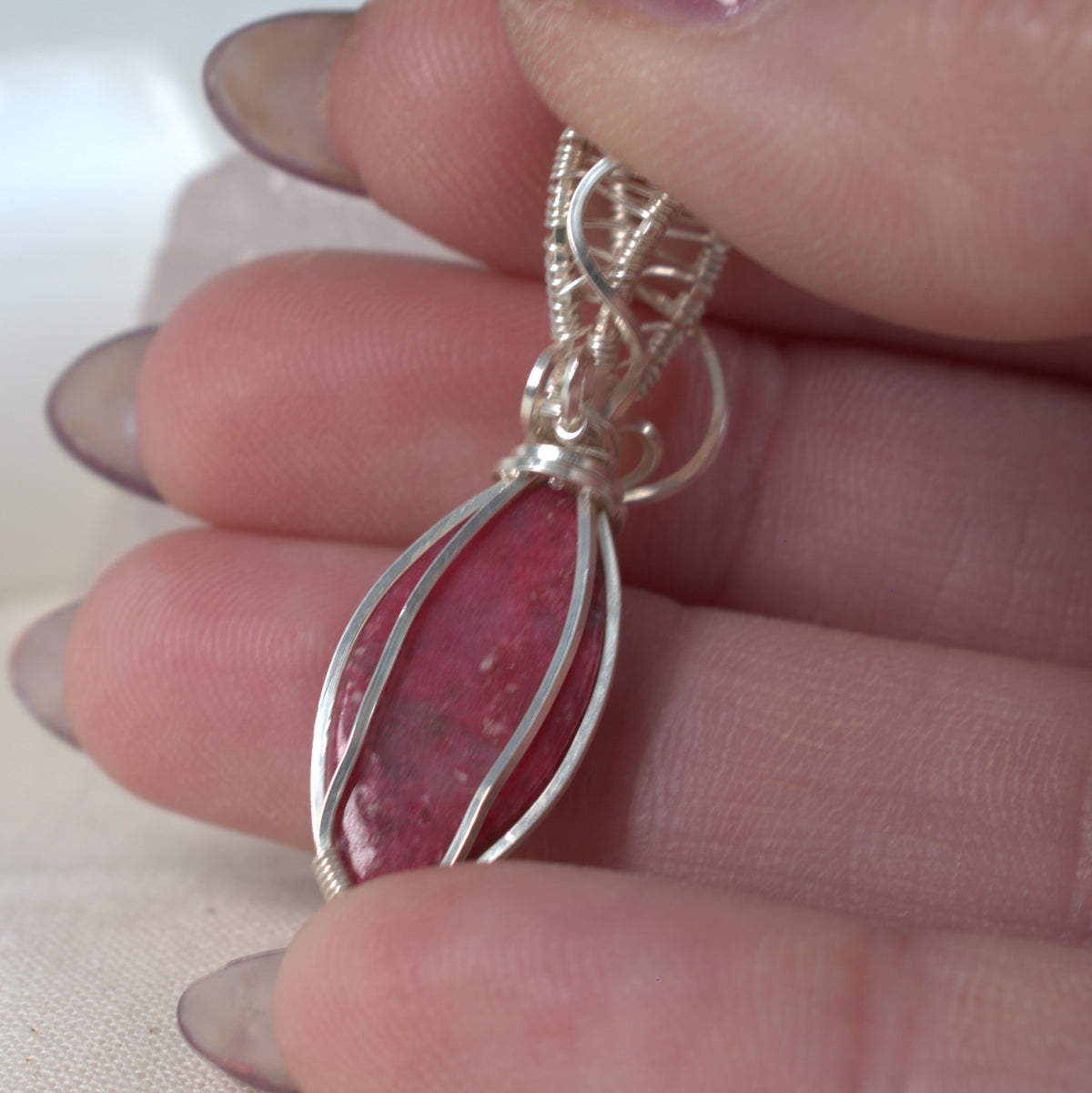 Wire Wrapped Thulite Keepsake Pendant