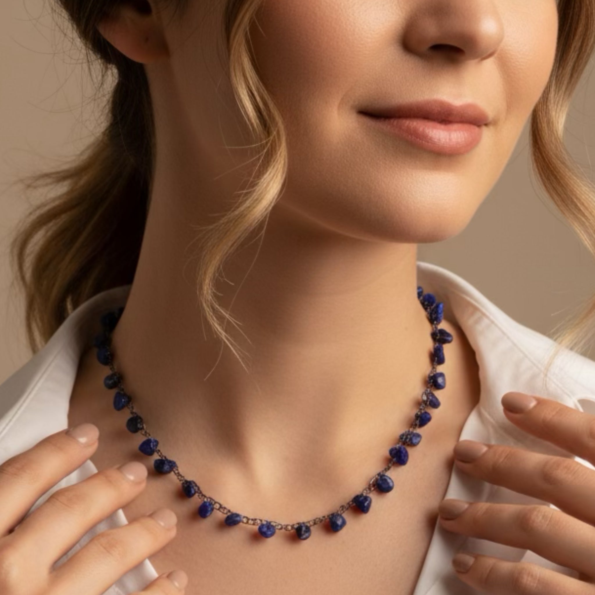 “Starry Night” Lapis Lazuli Crochet Choker