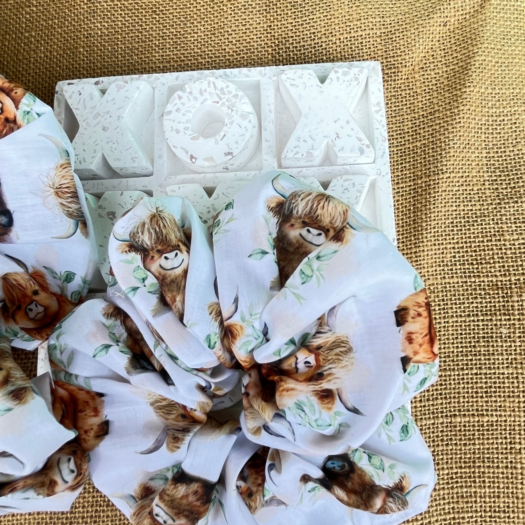 Artisan Handmade Scrunchie in Highland Cow Fabric