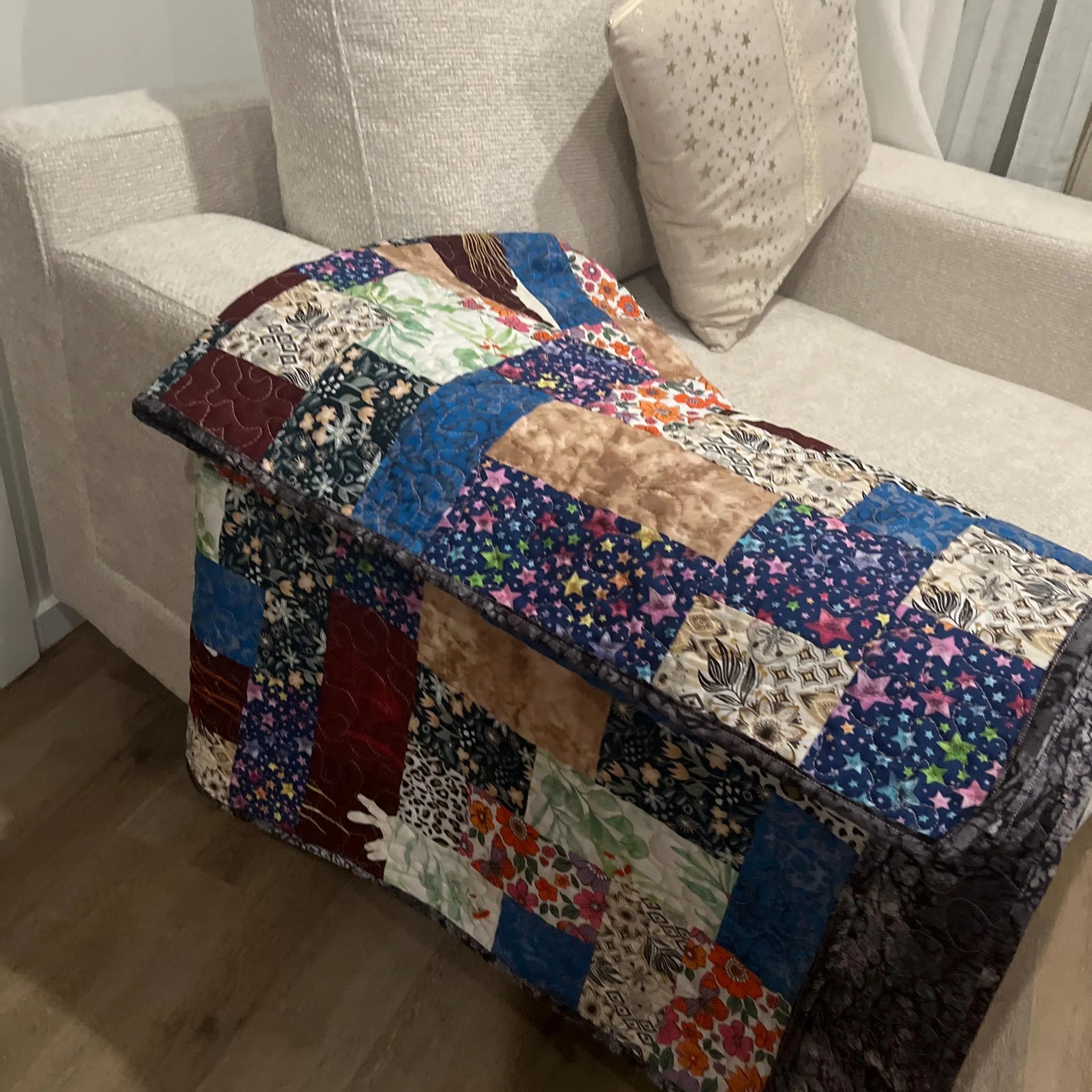 Handmade Patchwork Cotton Quilt: Modern Geometric Throw Blanket