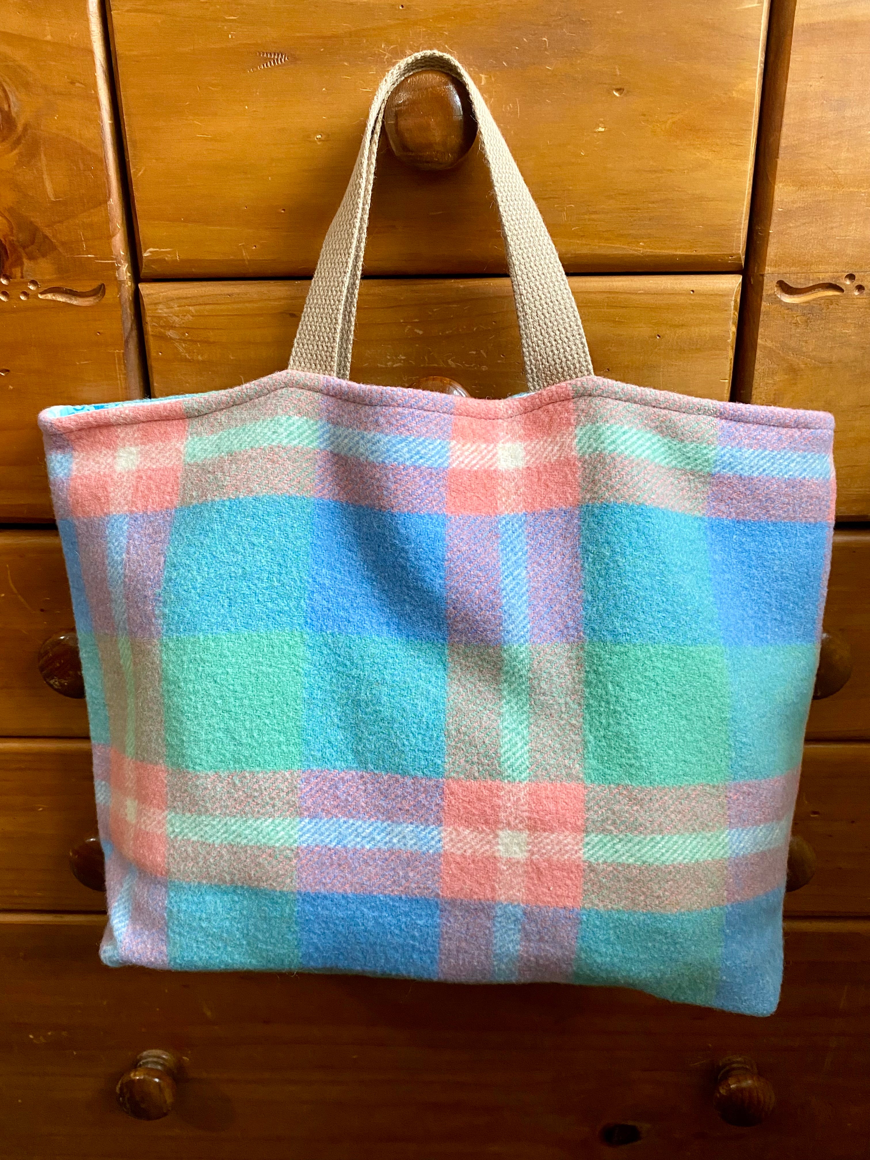 Upcycled Woollen Blanket - Market Tote - Multi