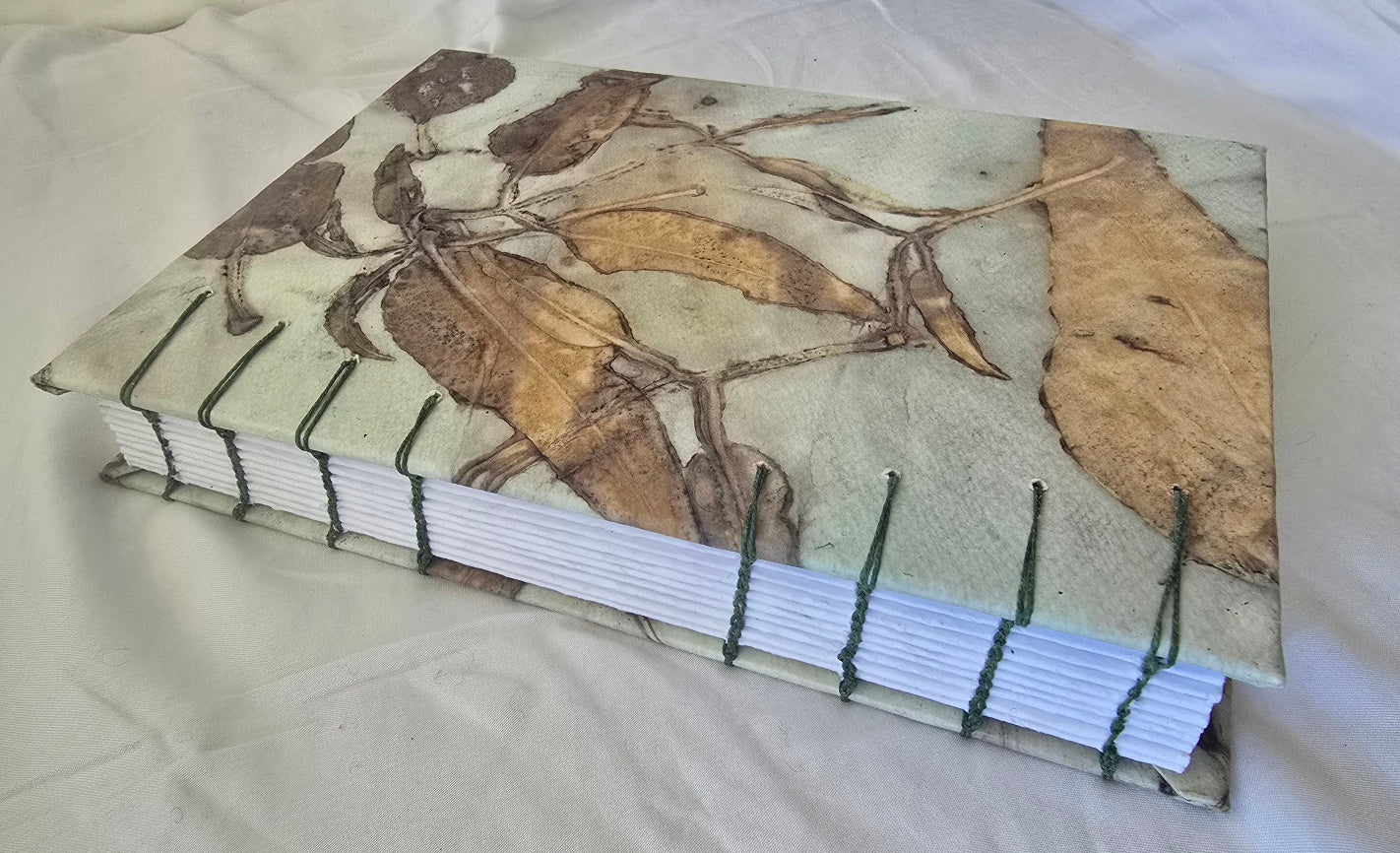 Hand Made Journal with Original Art Eco Print  Covers