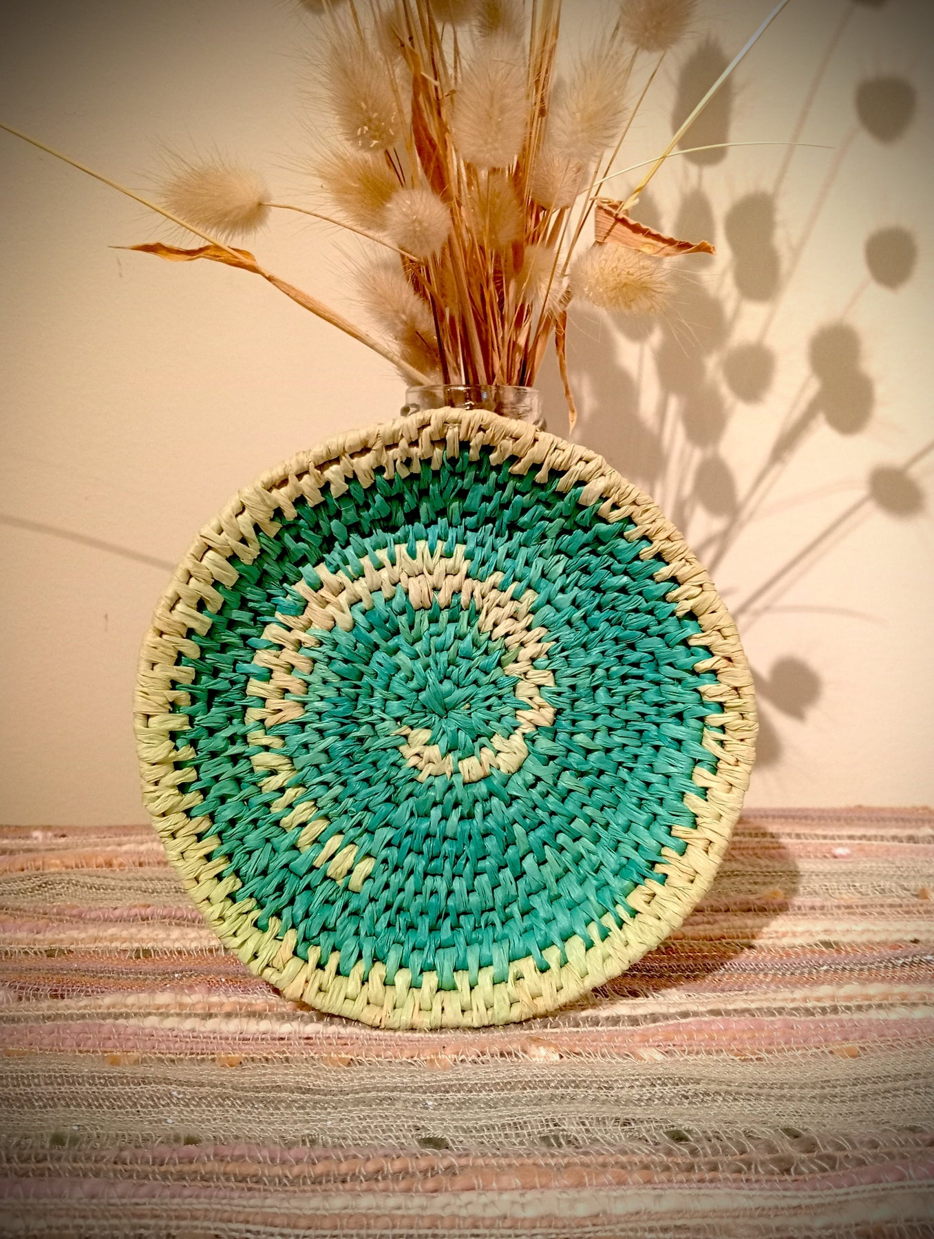 Turquoise swirl woven trinket tray