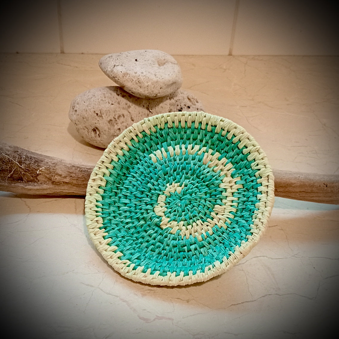 Turquoise swirl woven trinket tray