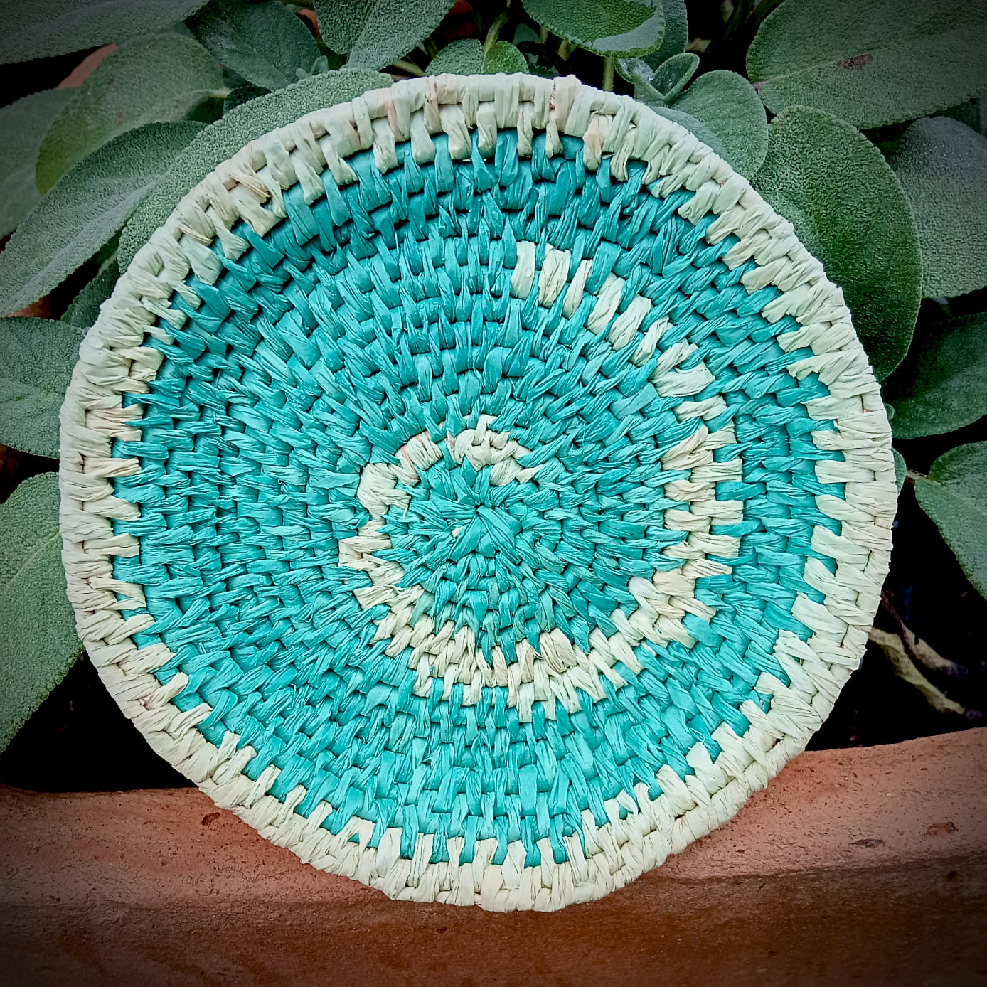 Turquoise swirl woven trinket tray