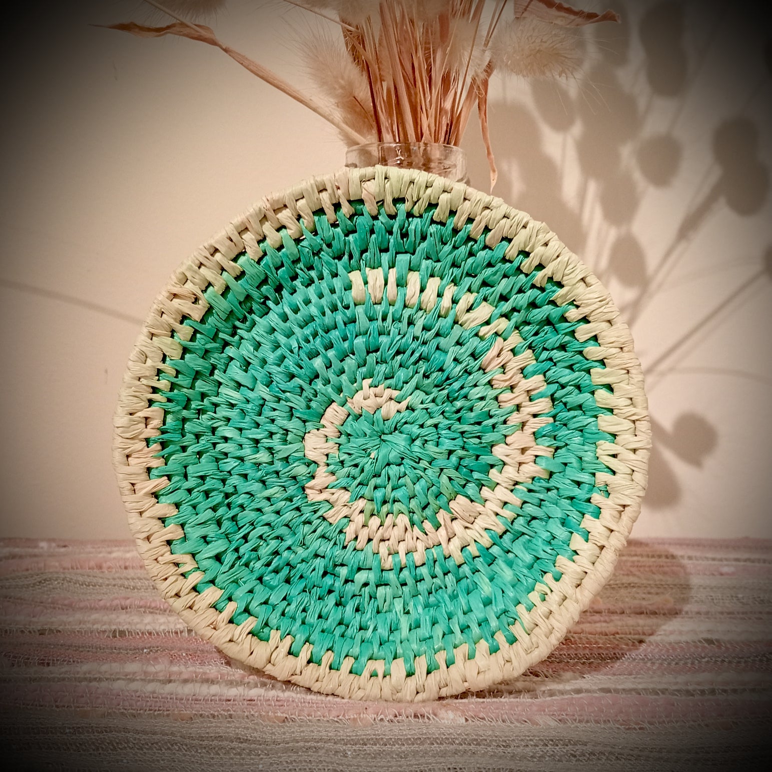 Turquoise swirl woven trinket tray