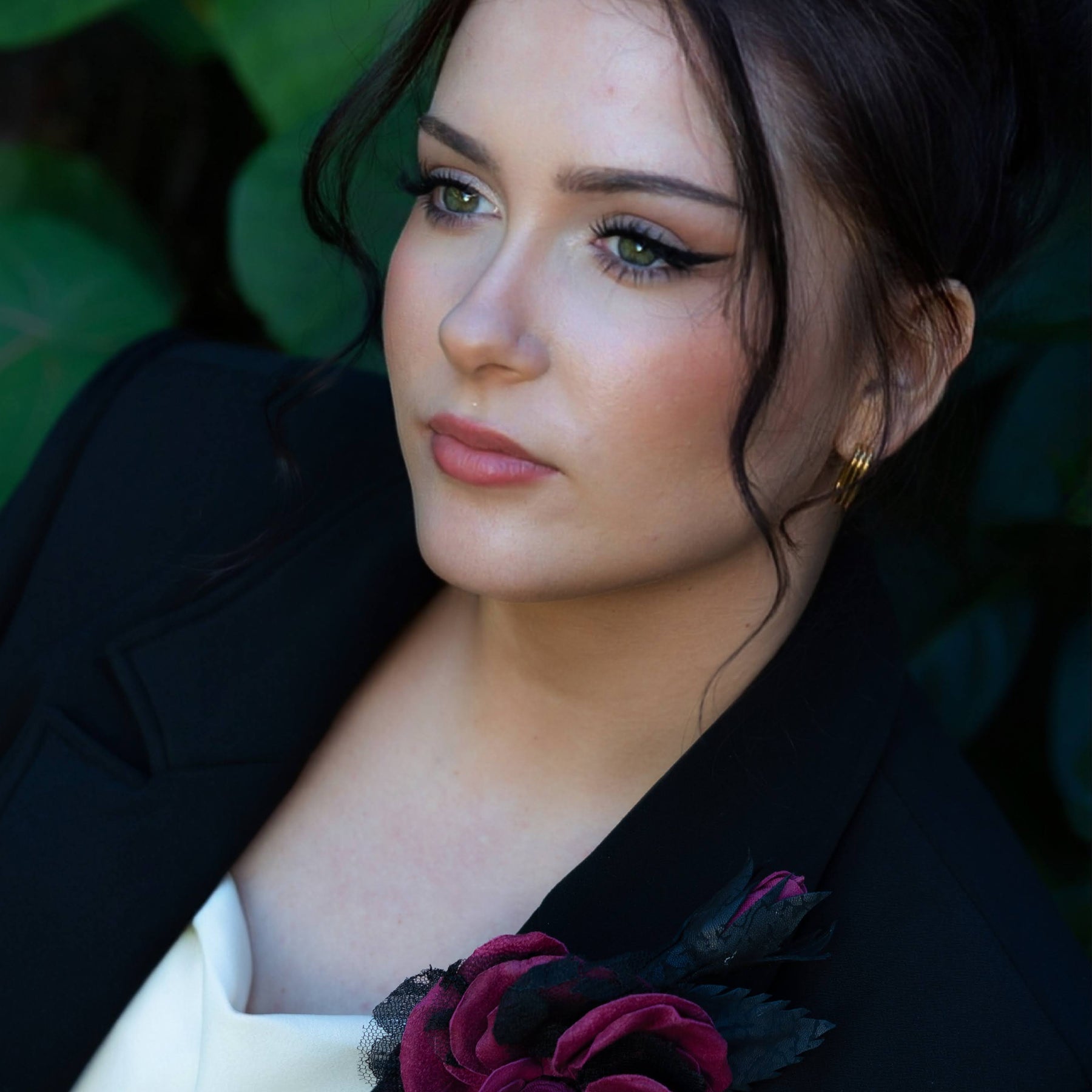 LEATHER CRIMSON ROSE “Dark Romance” pin brooch hair hat clip . Leather anniversary wedding gift. Millinery