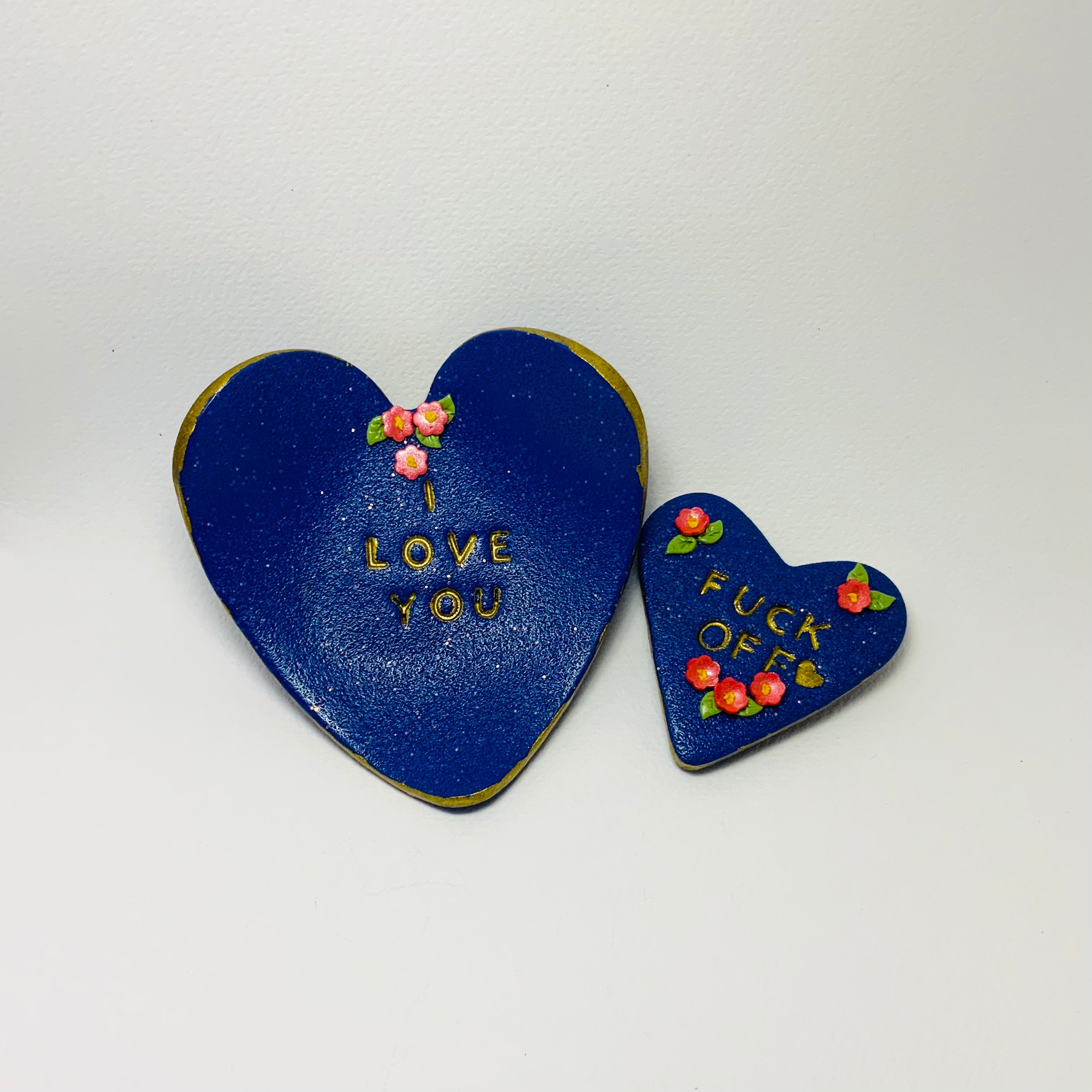 SWEET & SALTY Heart Gift Set | Polymer Clay Trinket Dish & Magnet | Cute but Sweary Gift | Handmade Decor