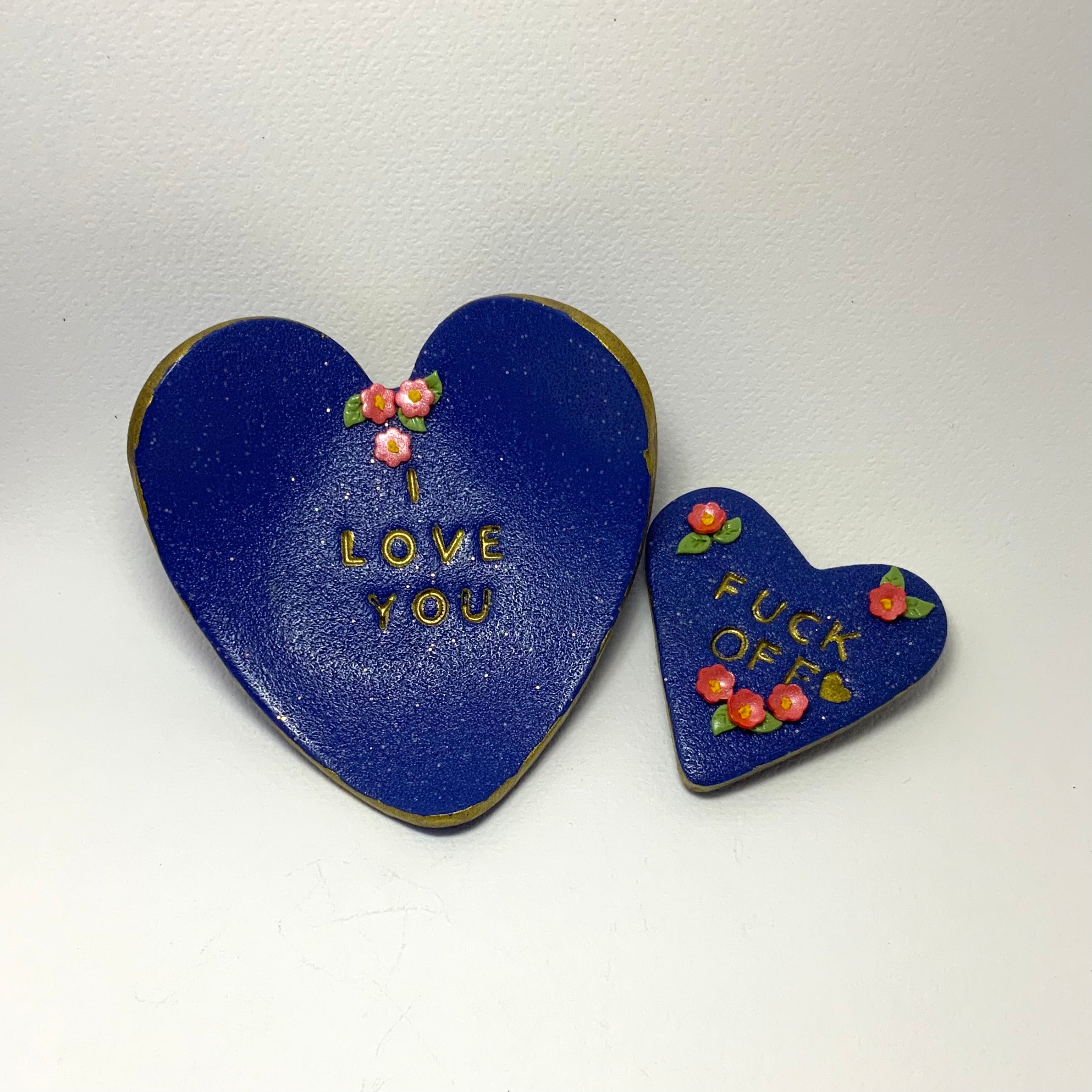 SWEET & SALTY Heart Gift Set | Polymer Clay Trinket Dish & Magnet | Cute but Sweary Gift | Handmade Decor