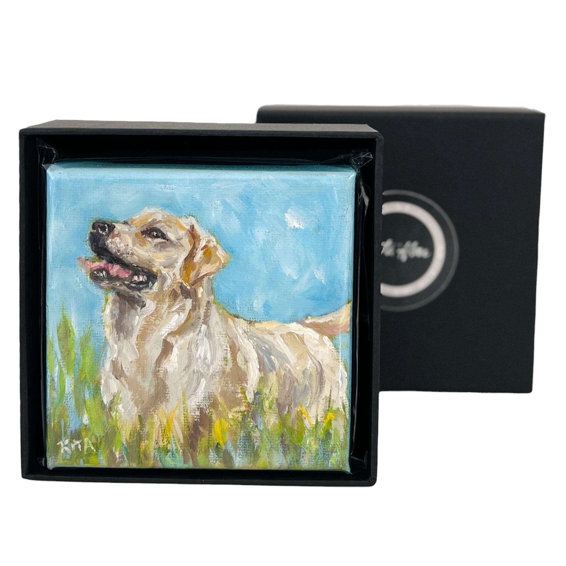 Joyful Labrador – Tiny Original Animal Oil Painting Art Gift