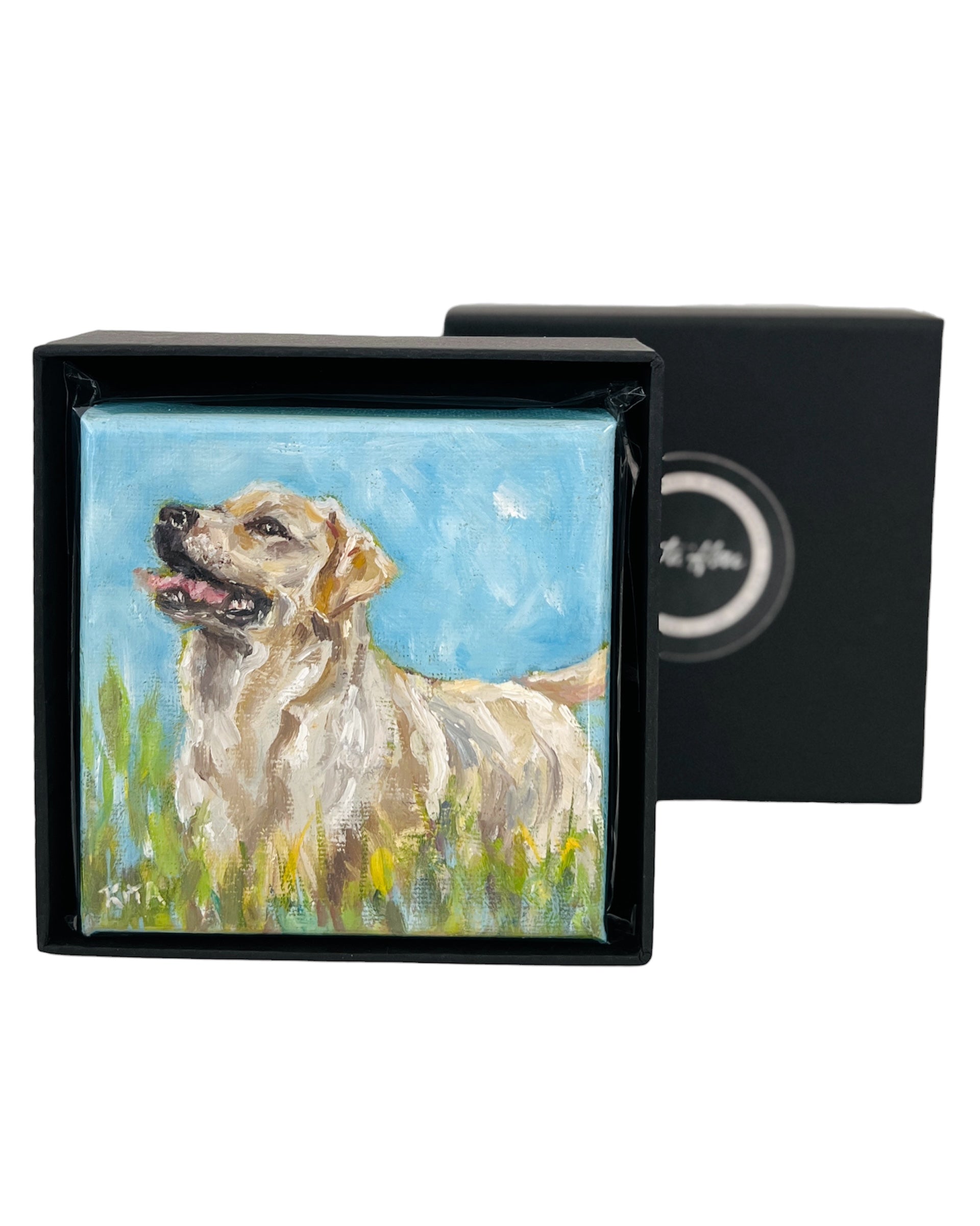 Joyful Labrador – Tiny Original Animal Oil Painting Art Gift