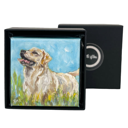 Joyful Labrador – Tiny Original Animal Oil Painting Art Gift