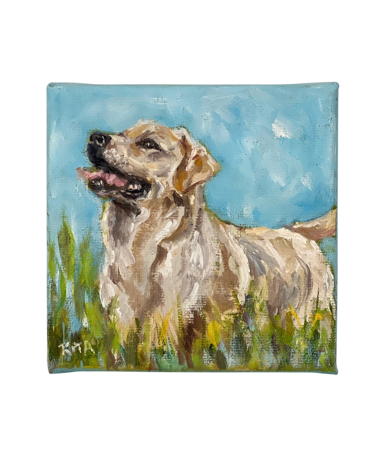 Joyful Labrador – Tiny Original Animal Oil Painting Art Gift