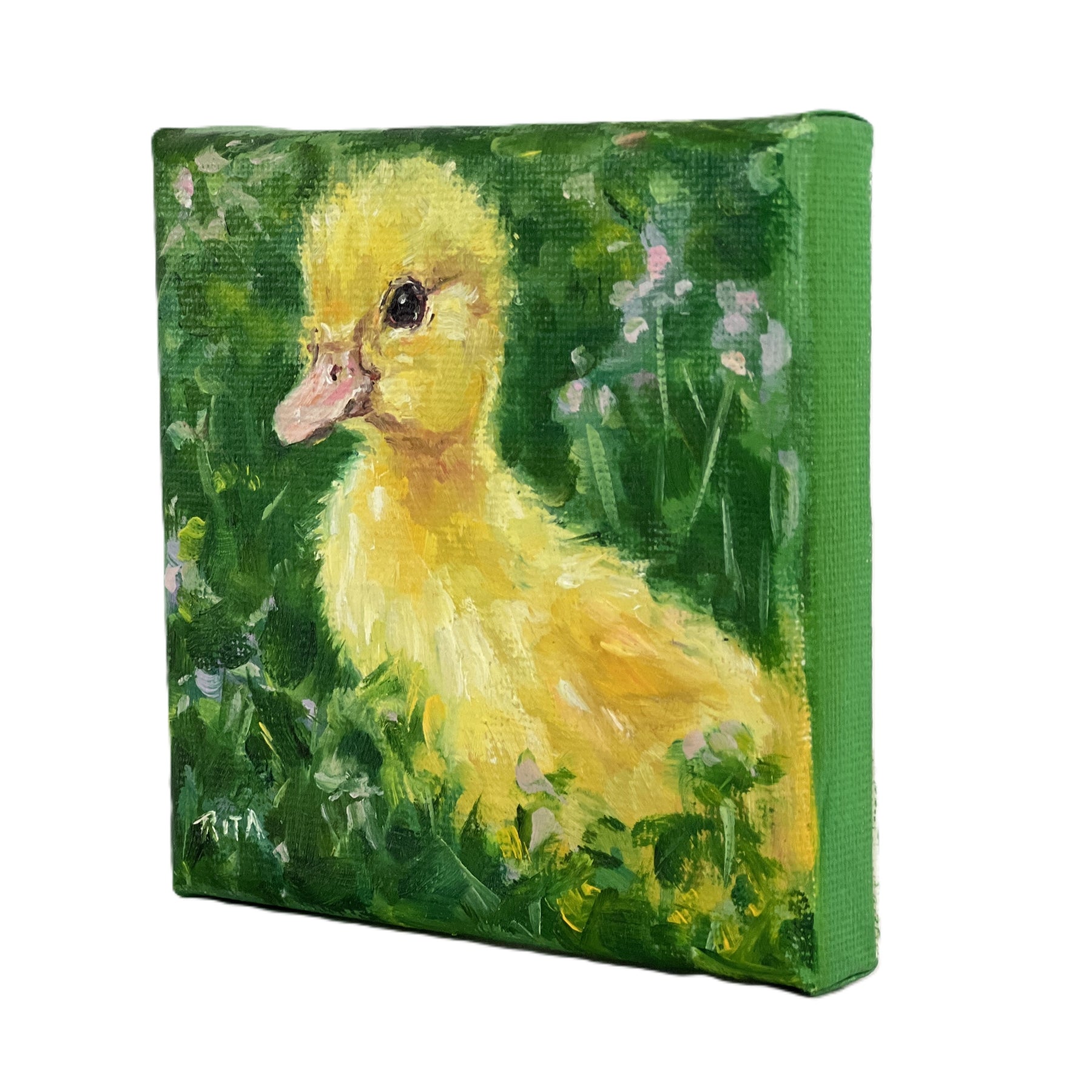 Yellow Duckling – Original Mini Oil Painting
