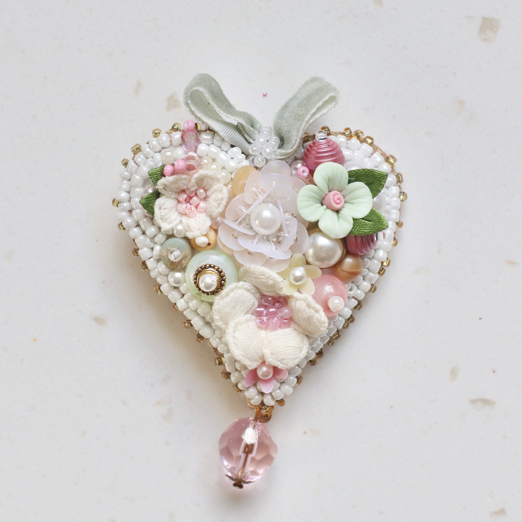 Winter Floral Heart Brooch