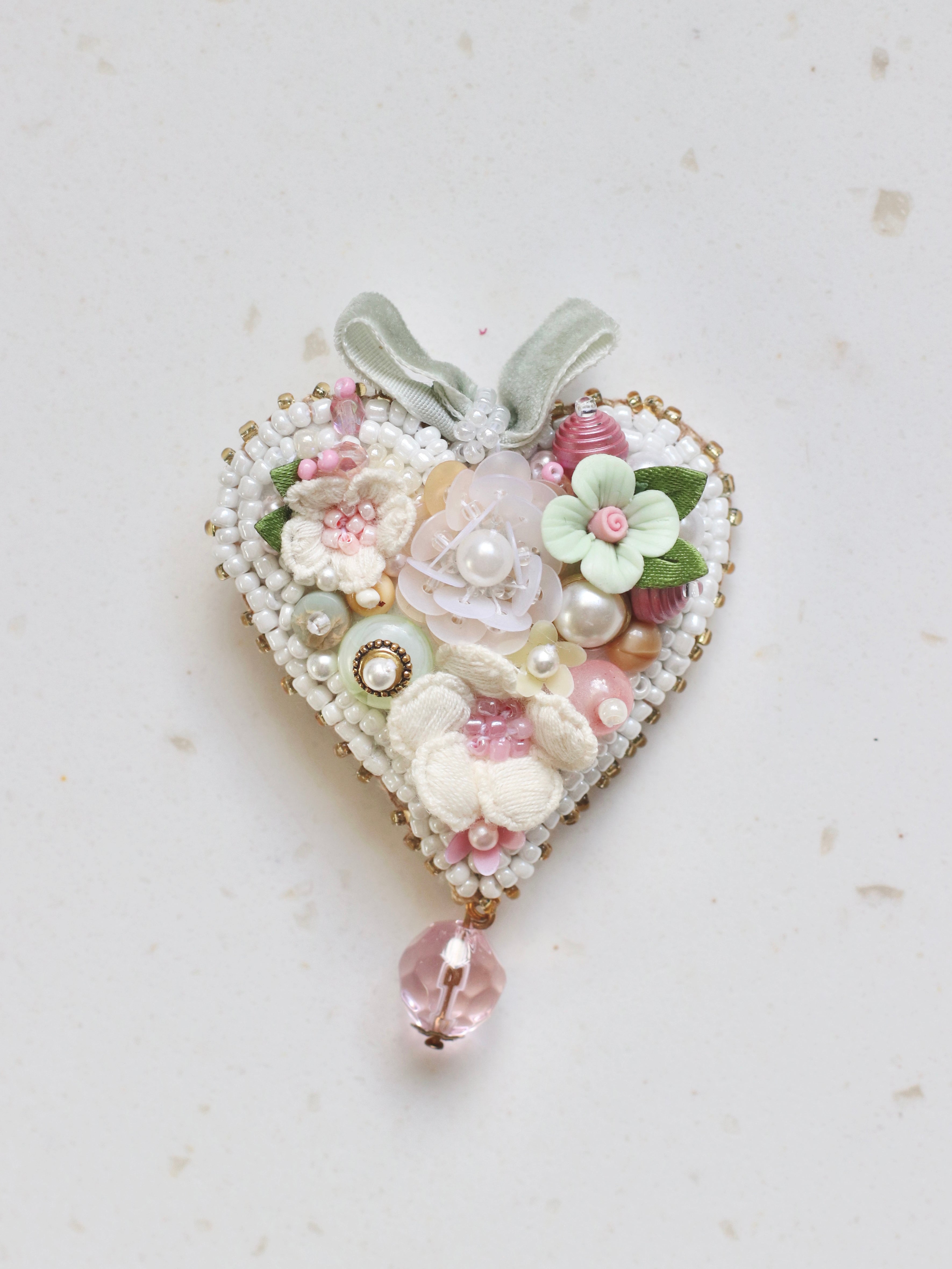 Winter Floral Heart Brooch