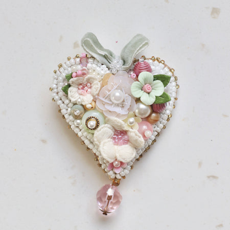 Winter Floral Heart Brooch