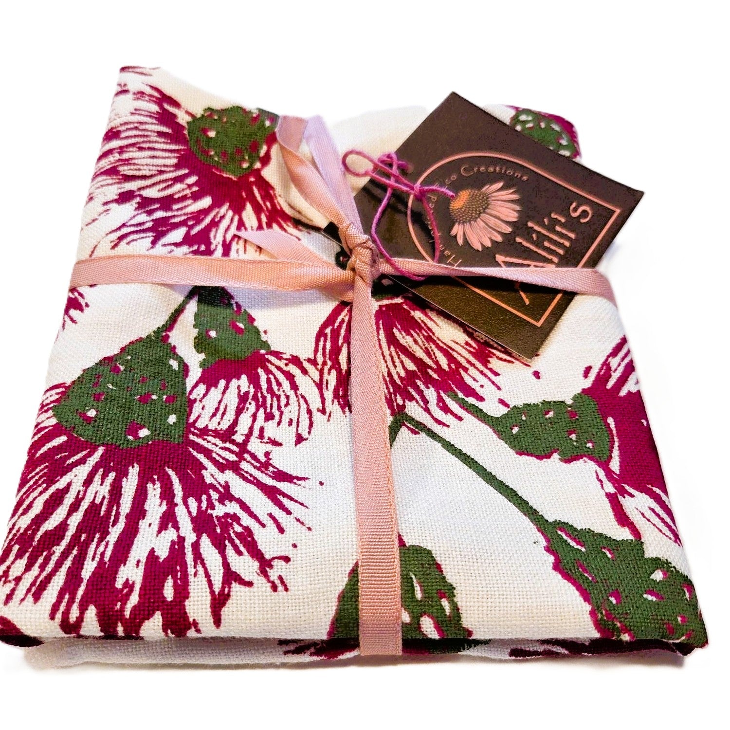 Hand Screen Printed Linen Tea Towels-Eucalypt Blossoms