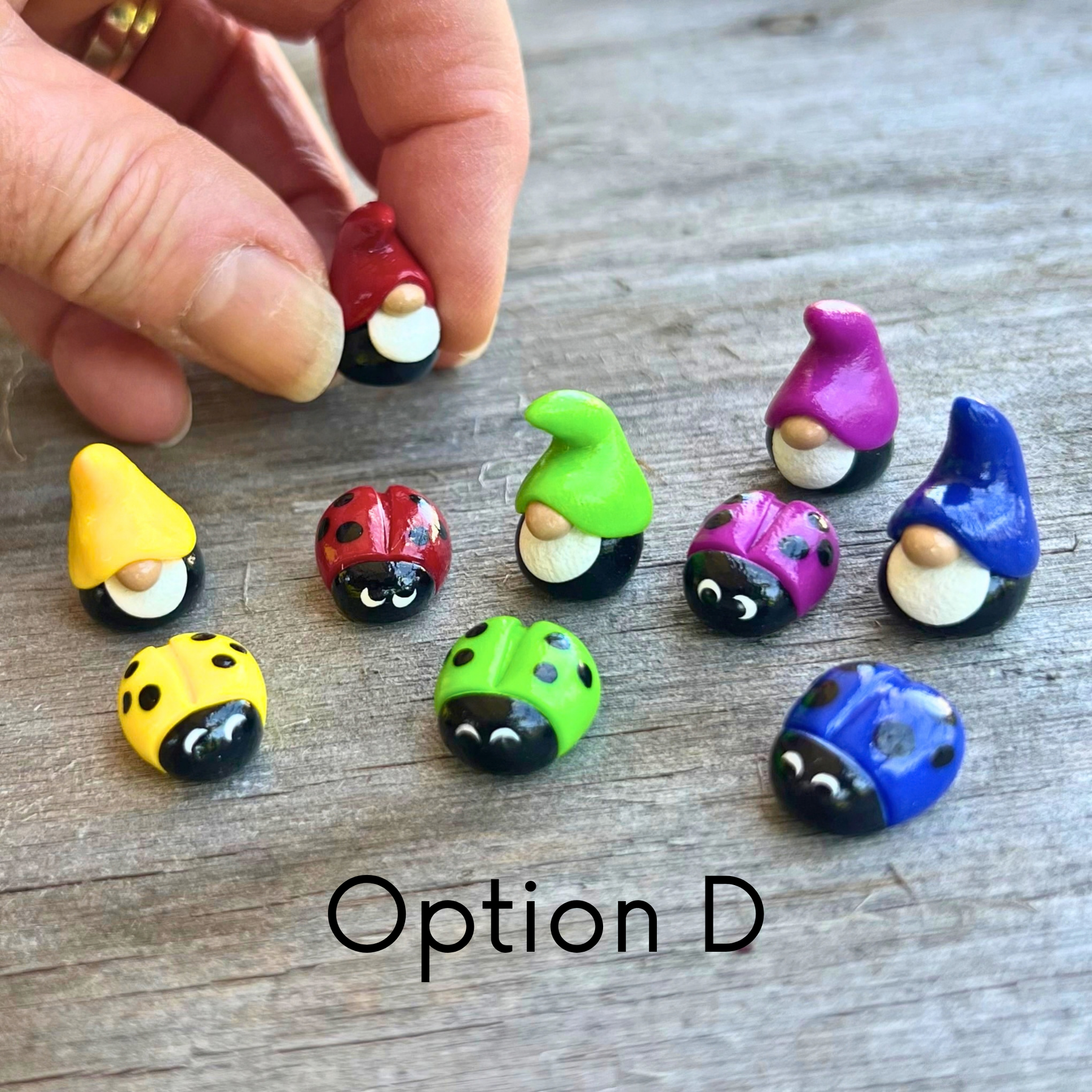 Mini Polymer Clay Gnome & Ladybug Sets