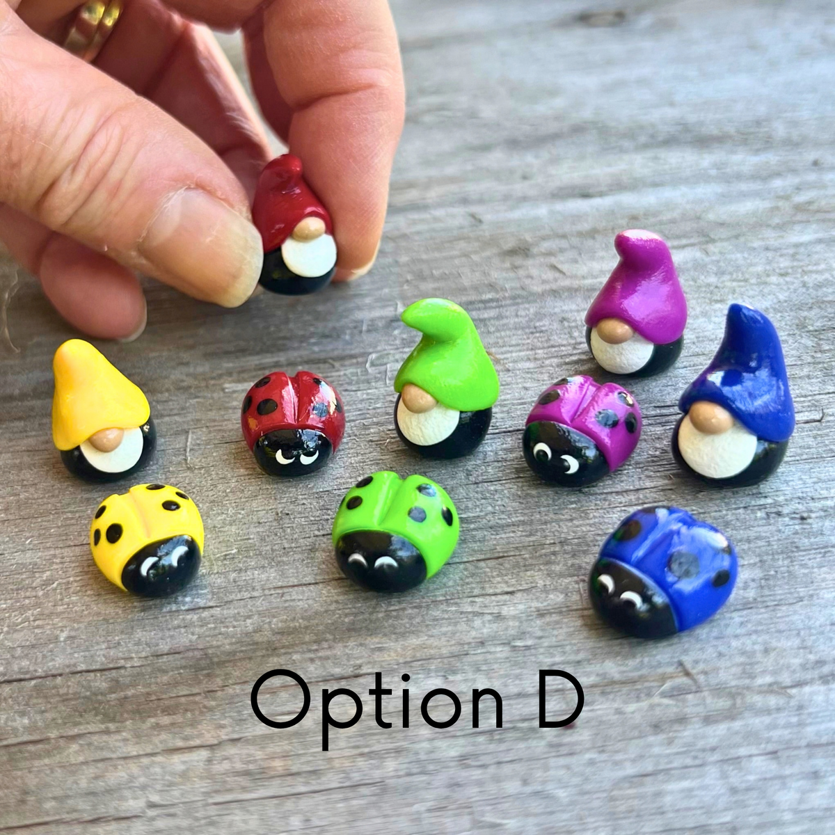 Mini Polymer Clay Gnome & Ladybug Sets