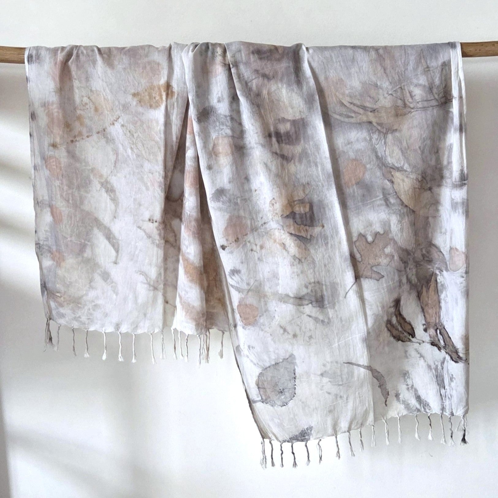 The Ivory - Fine Voile Cotton Ecoprint Scarf/Wrap