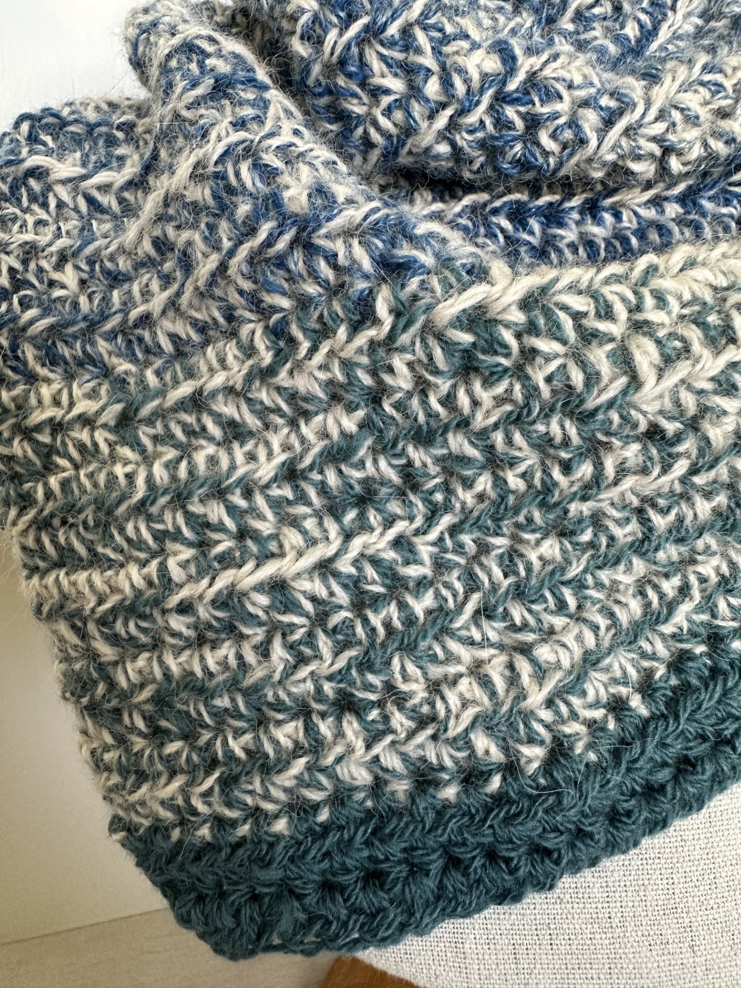 Cosy 'Azure' Alpaca, Wool & Silk Handspun Scarf