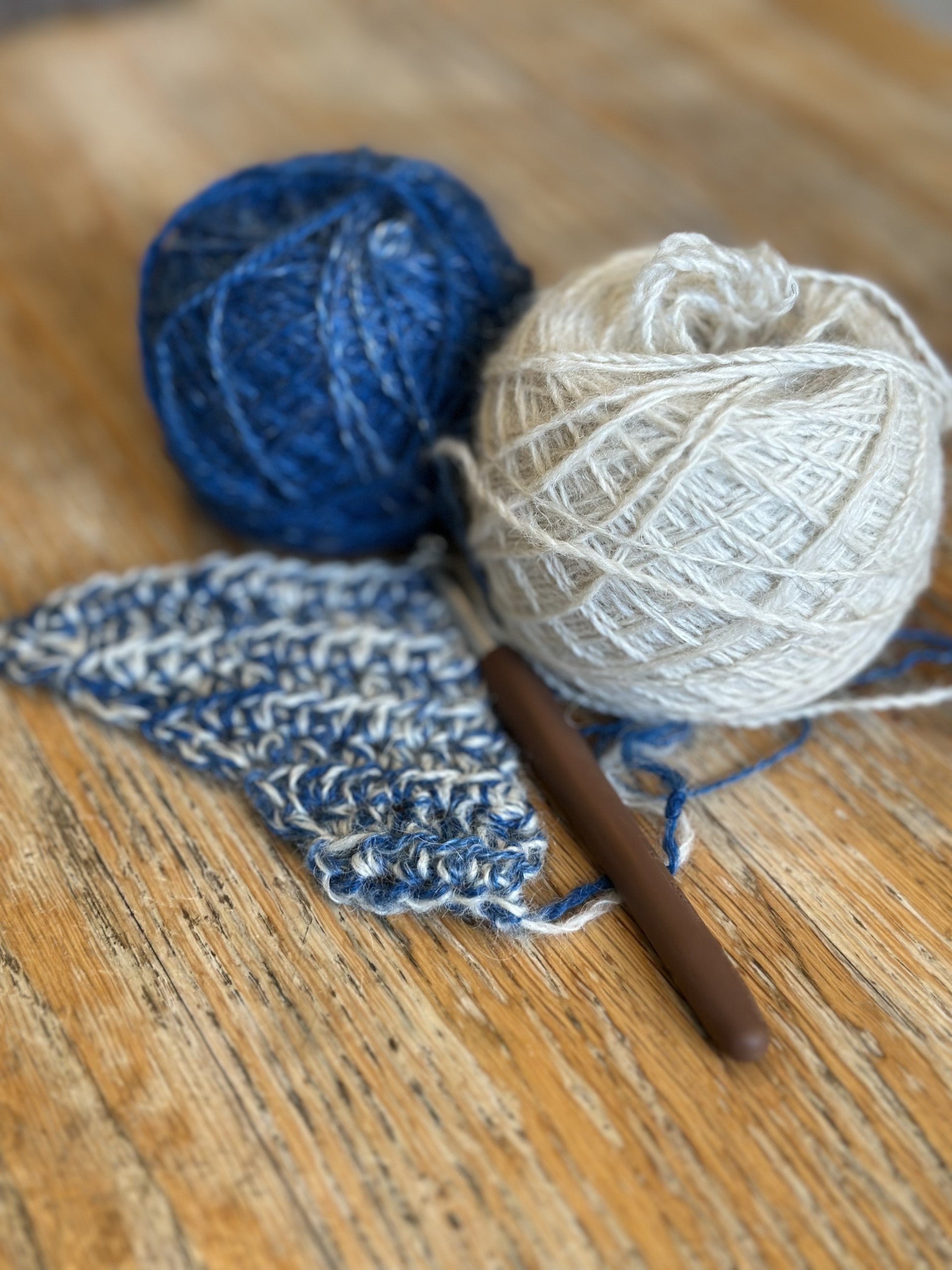 Cosy 'Azure' Alpaca, Wool & Silk Handspun Scarf