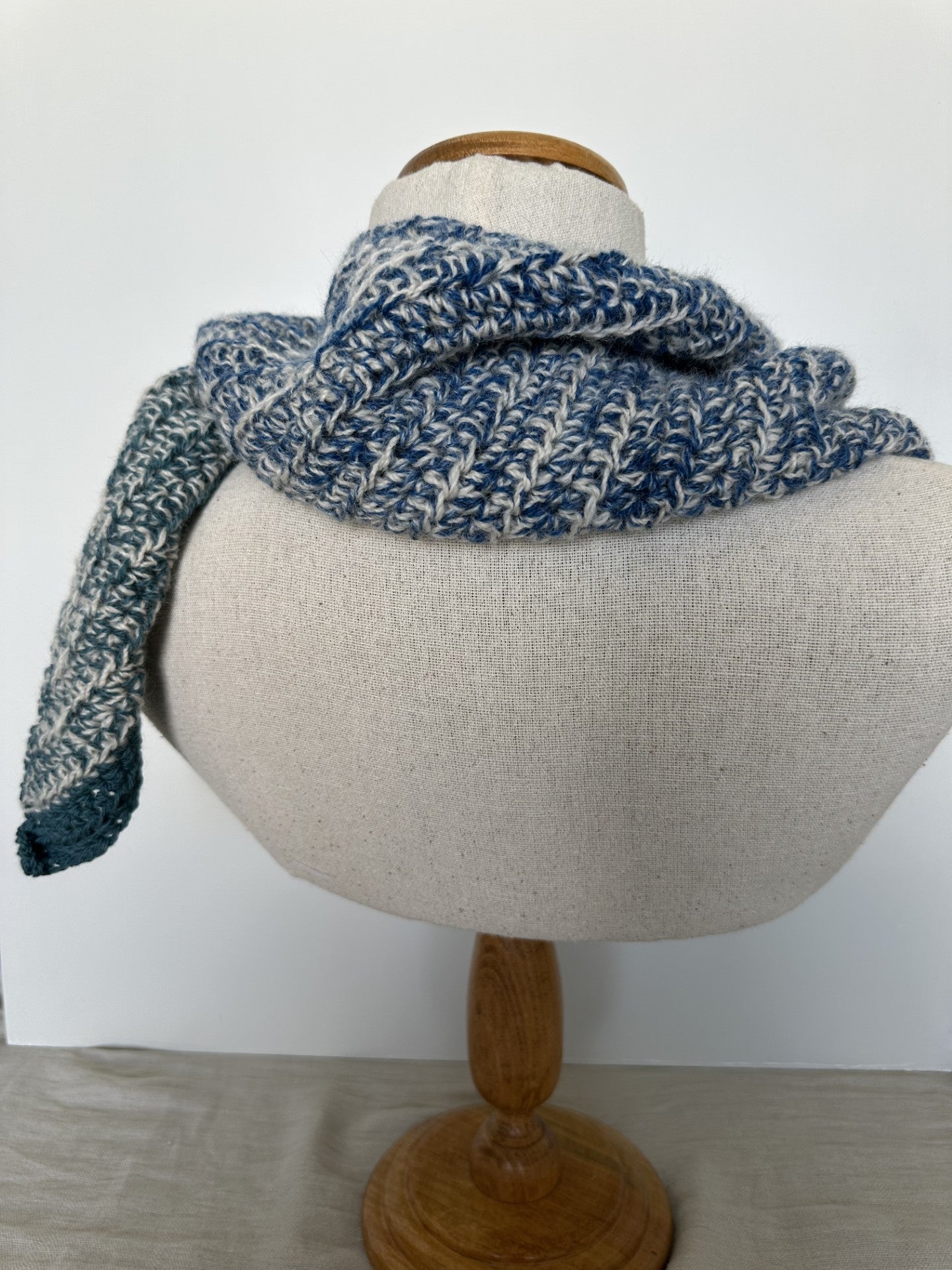 Cosy 'Azure' Alpaca, Wool & Silk Handspun Scarf