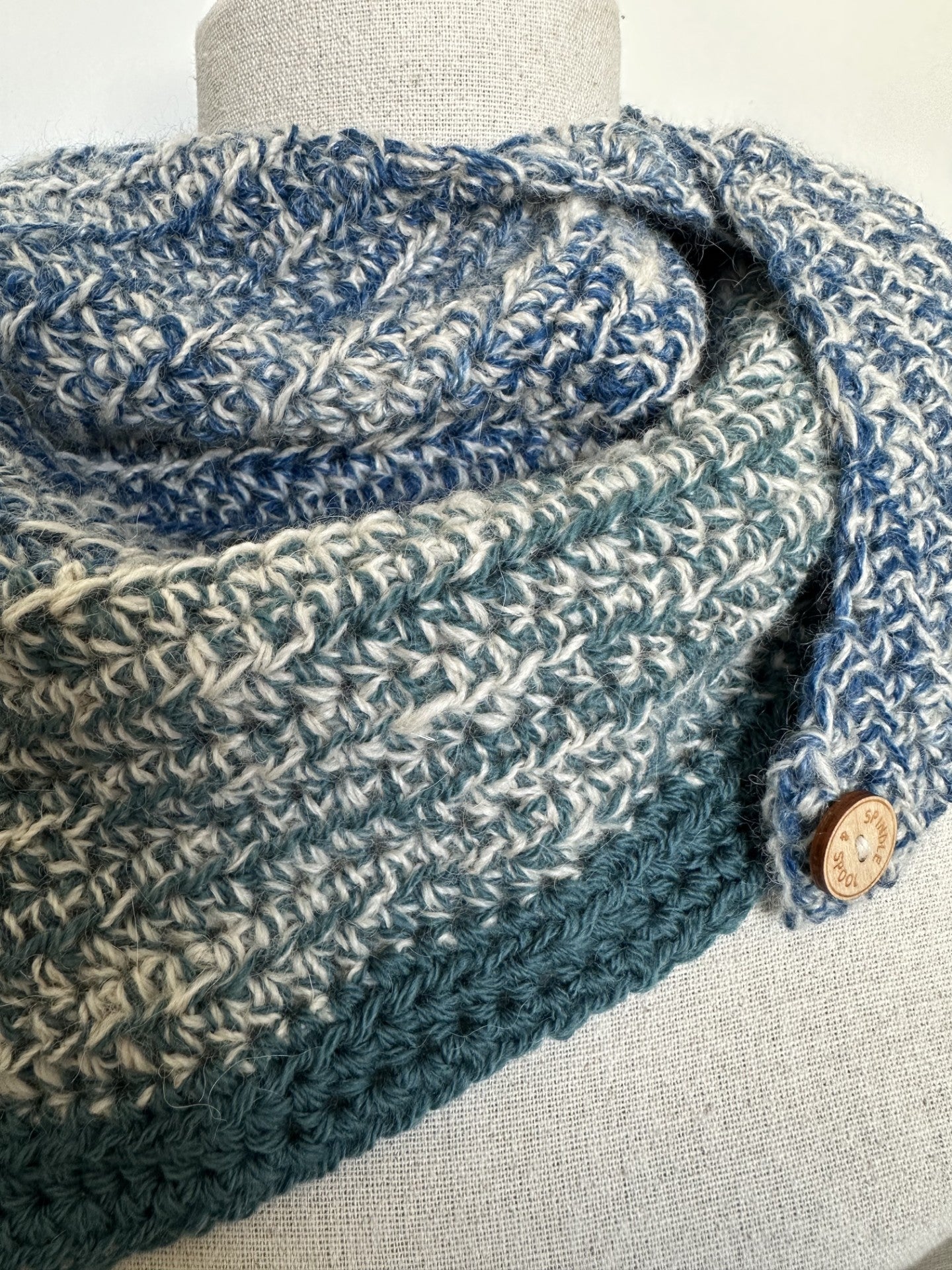 Cosy 'Azure' Alpaca, Wool & Silk Handspun Scarf