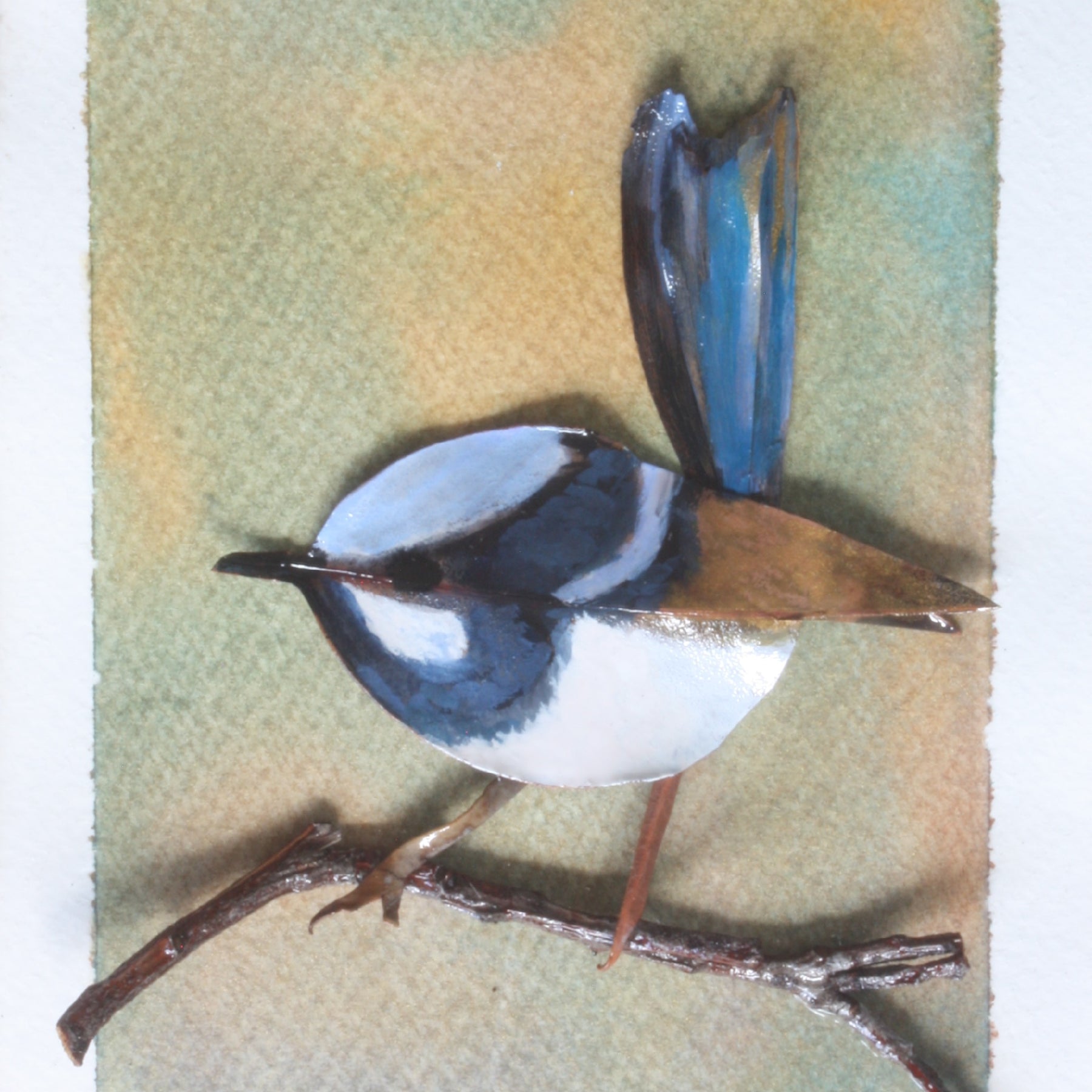 Reserved For Lynne x Male Fairy Blue Wren Original Artwork