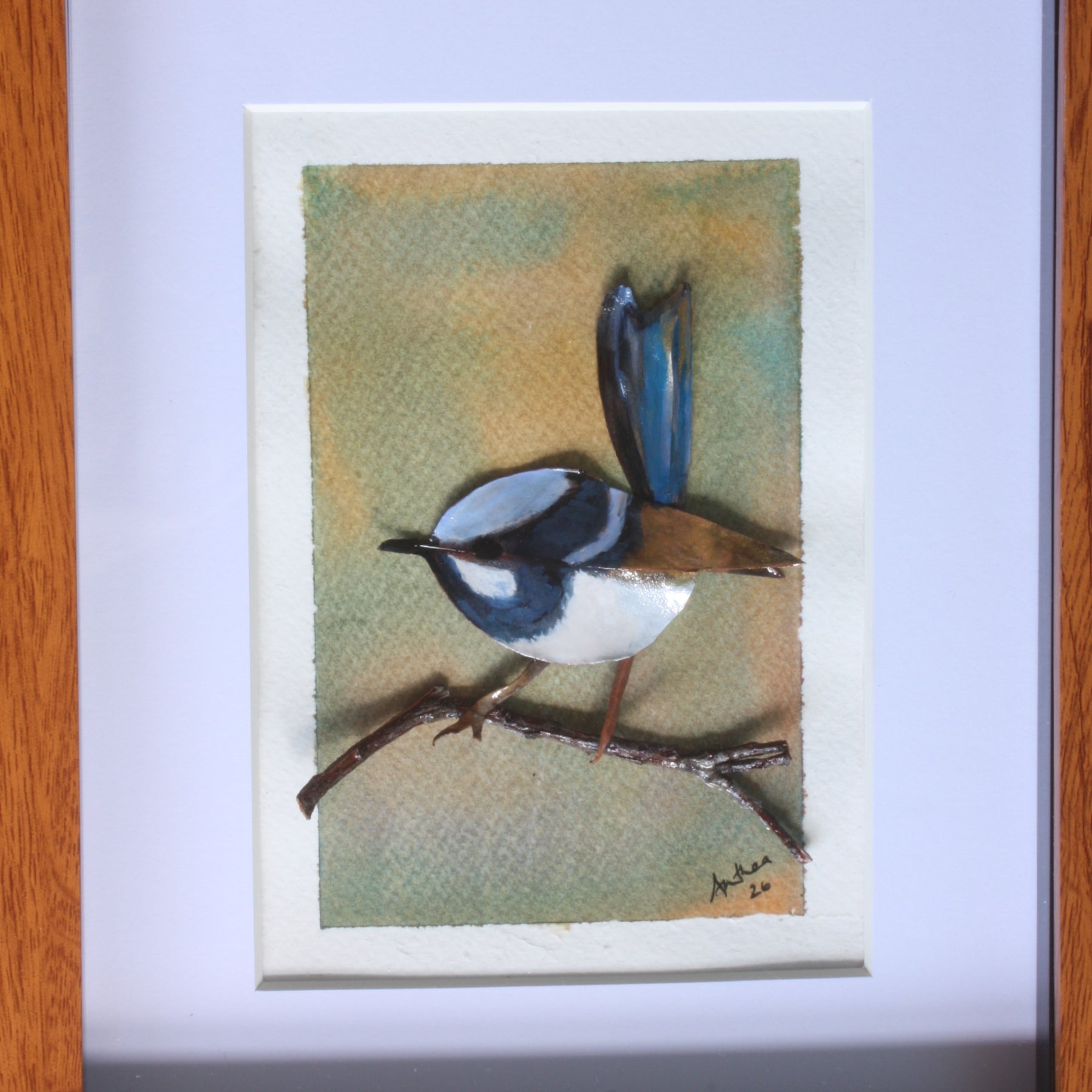 Reserved For Lynne x Male Fairy Blue Wren Original Artwork