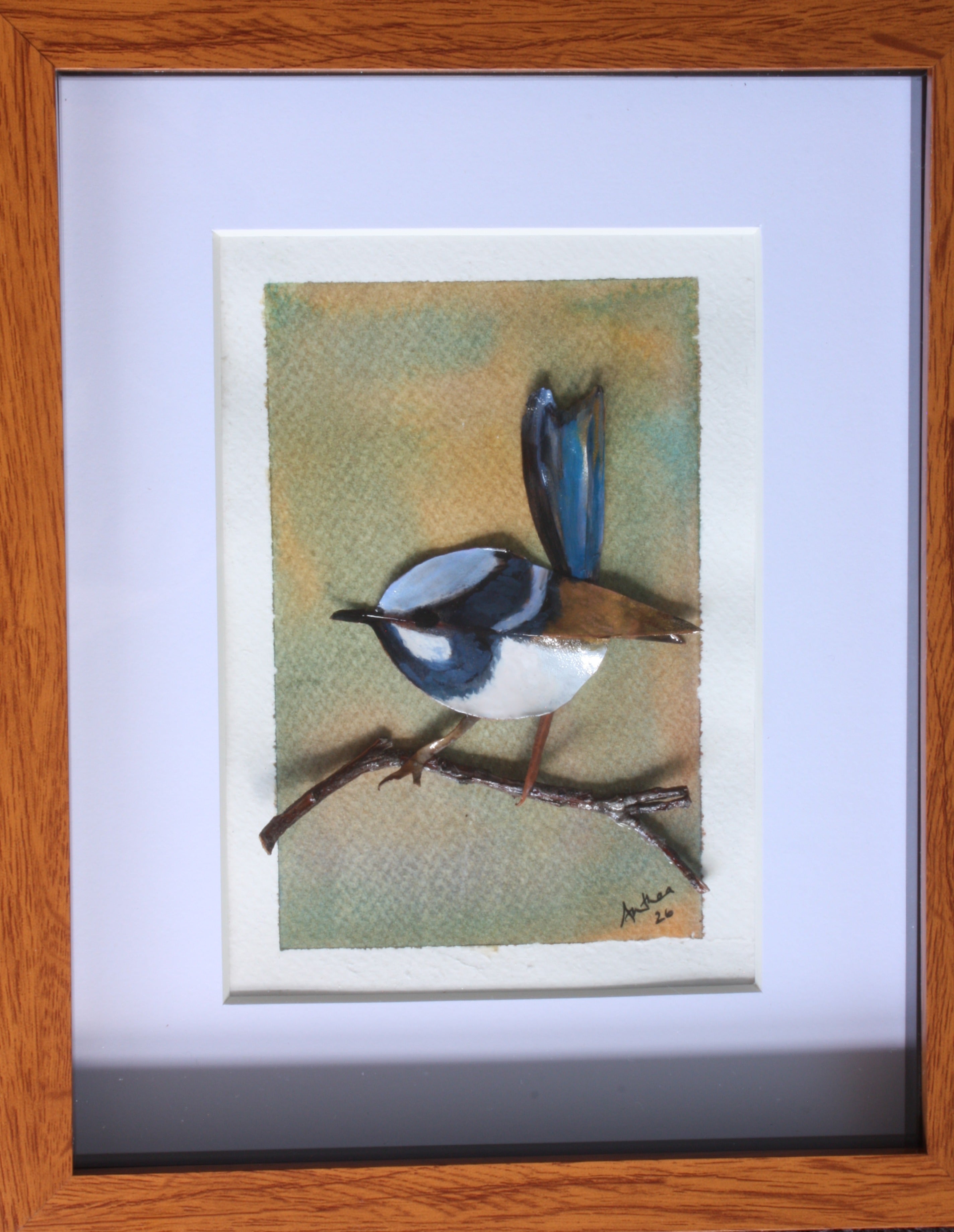 Reserved For Lynne x Male Fairy Blue Wren Original Artwork