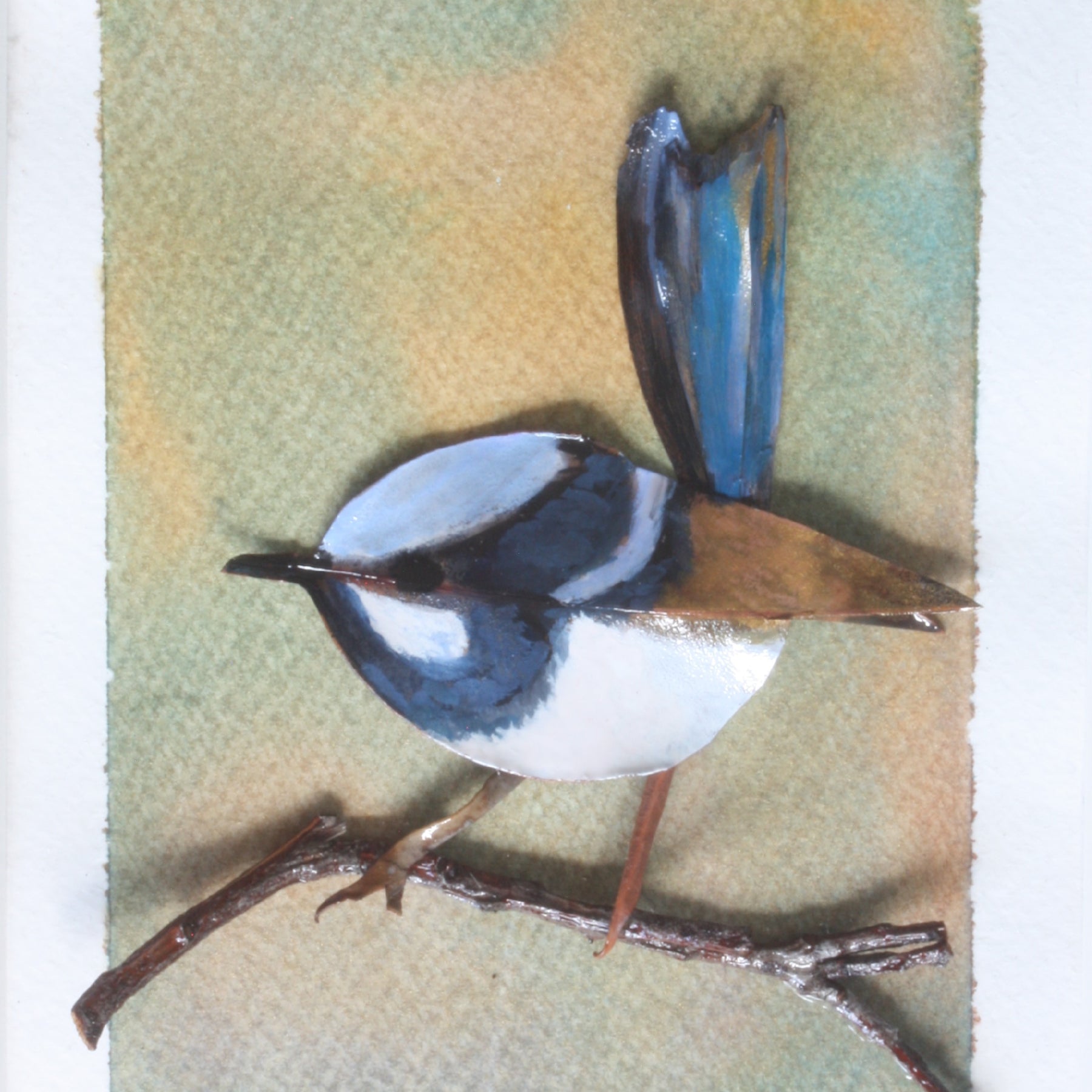Reserved For Lynne x Male Fairy Blue Wren Original Artwork