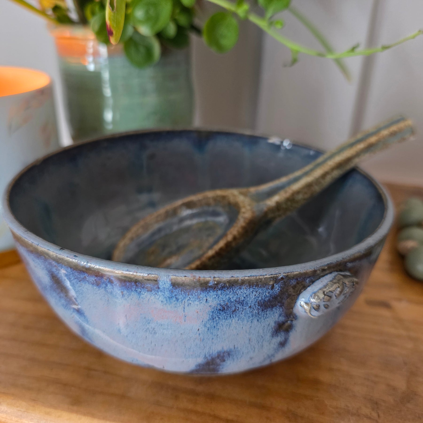 Handmade Blue Bowl & Spoon Set