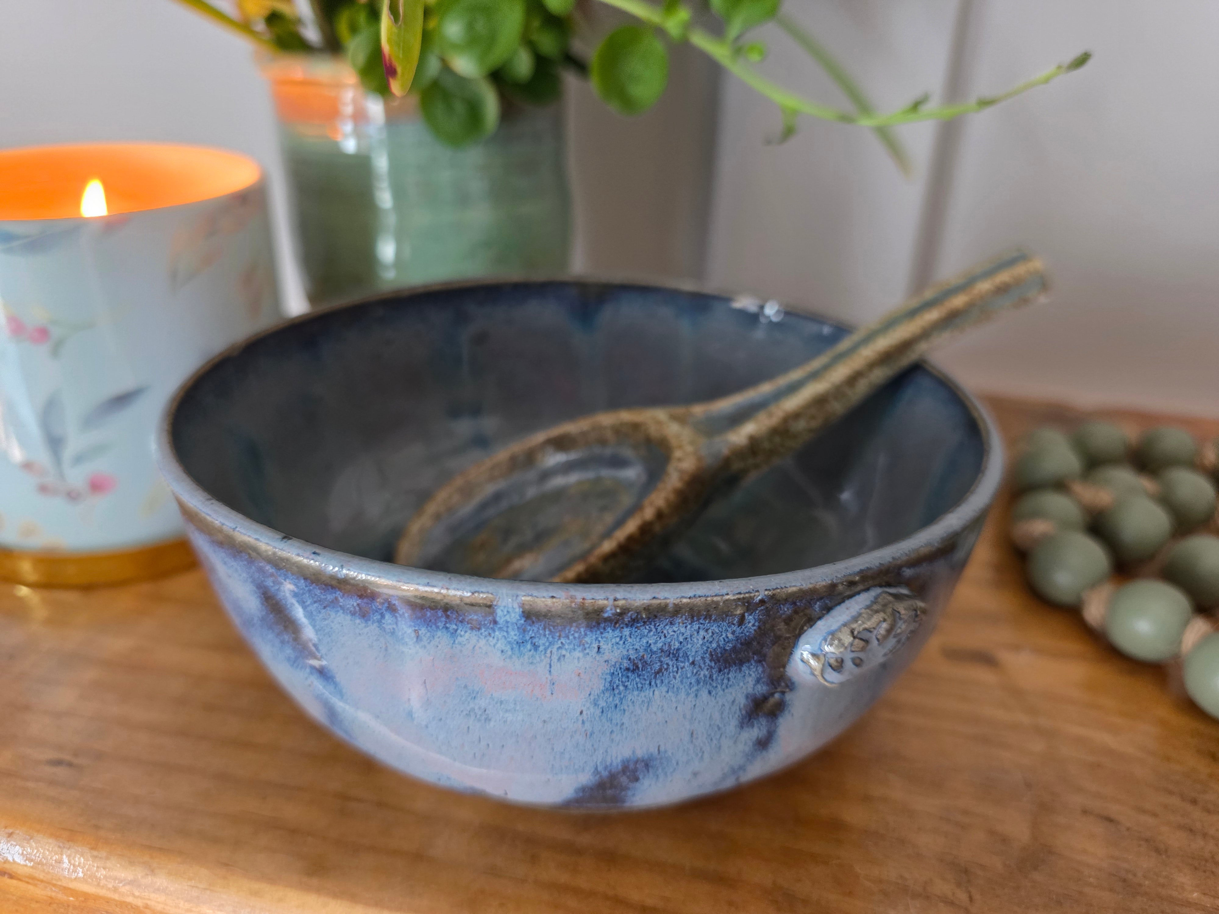 Handmade Blue Bowl & Spoon Set