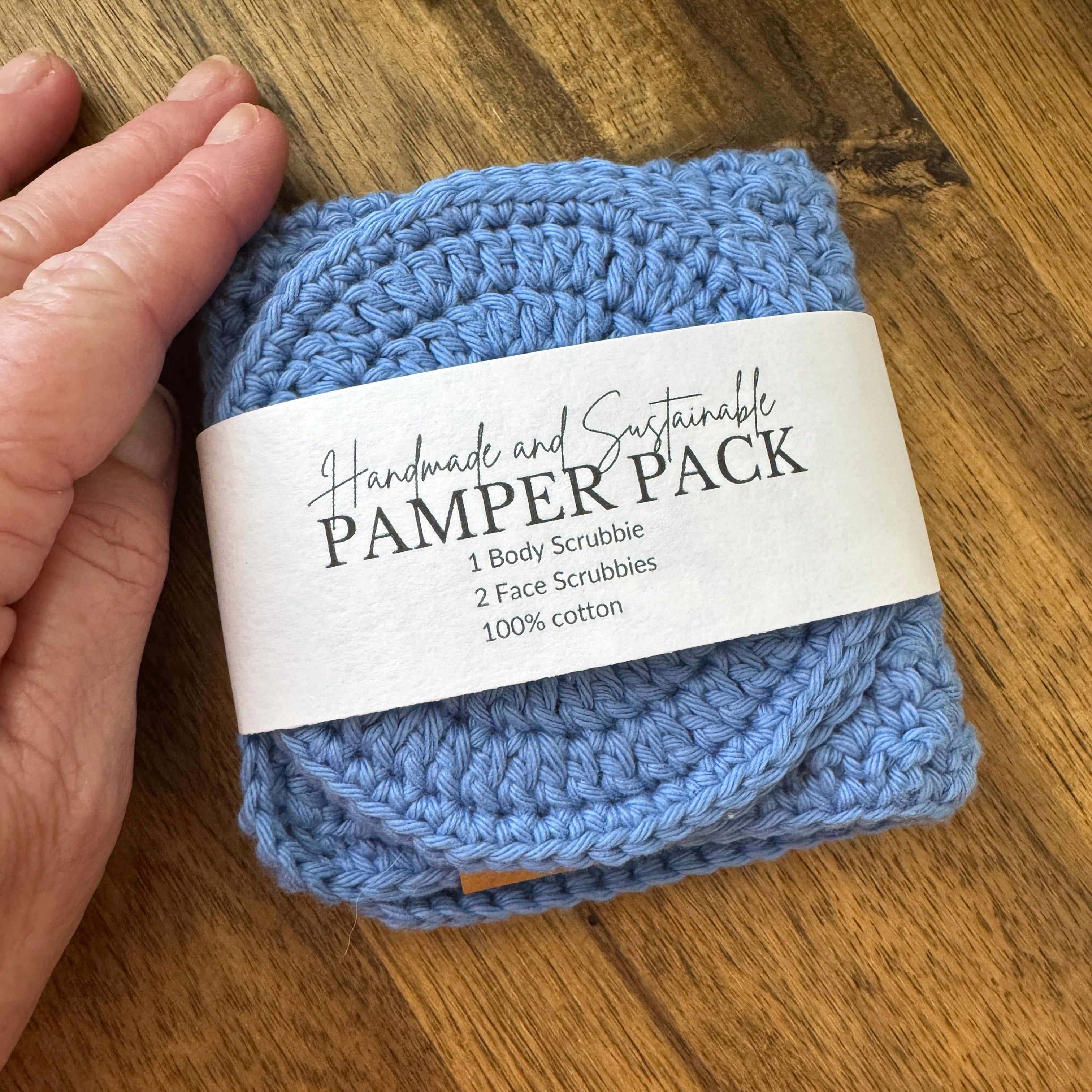Handmade Pamper Pack | Crochet Body & Face Scrubbie set | Dusty Blue