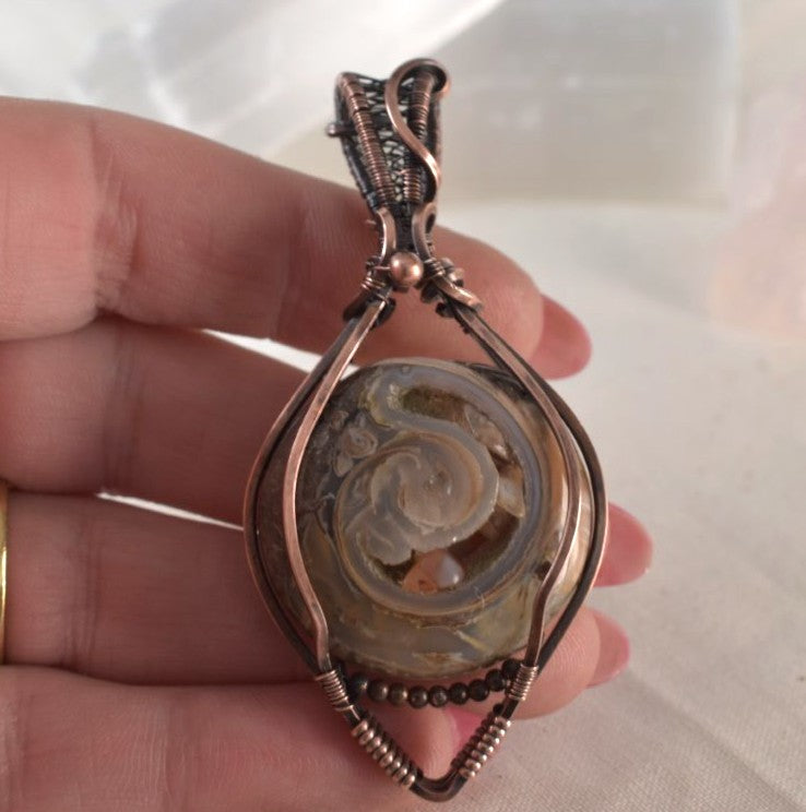 Forgotten Sea's - Natural Fossil Pendant in Antiqued Copper