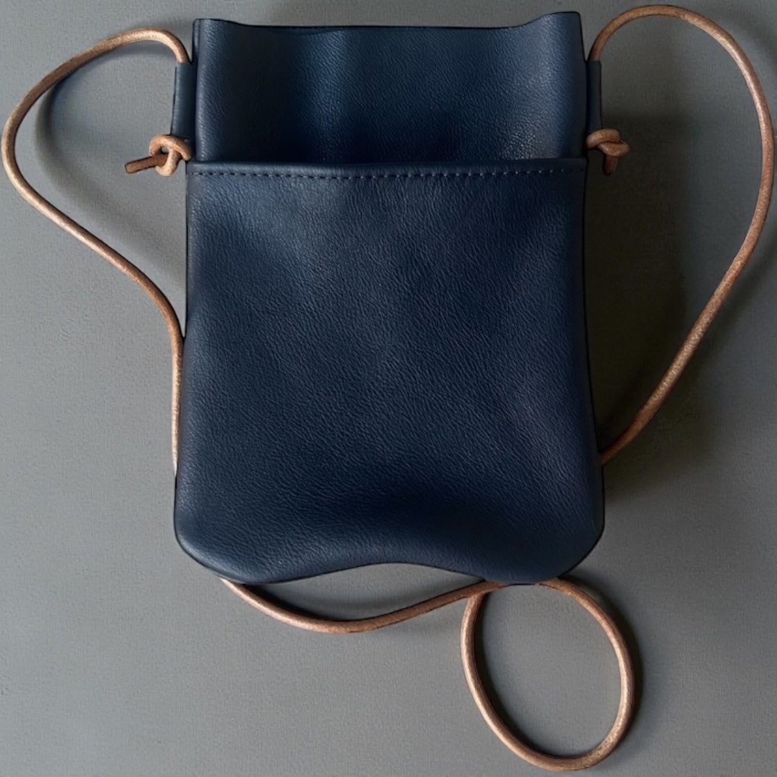 Genuine Navy Leather Phone Sling
