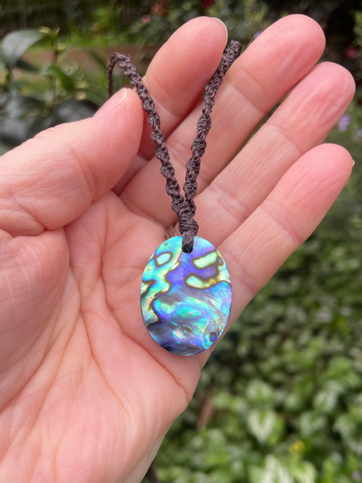 Abalone Shell Pendant, Macrame necklace adjustable, boho