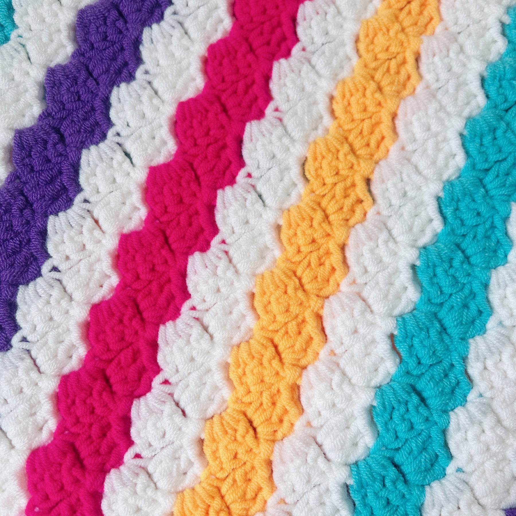 Handmade Crochet Blanket - Rainbow Stripe Baby Blanket - Colourful Nursery Throw