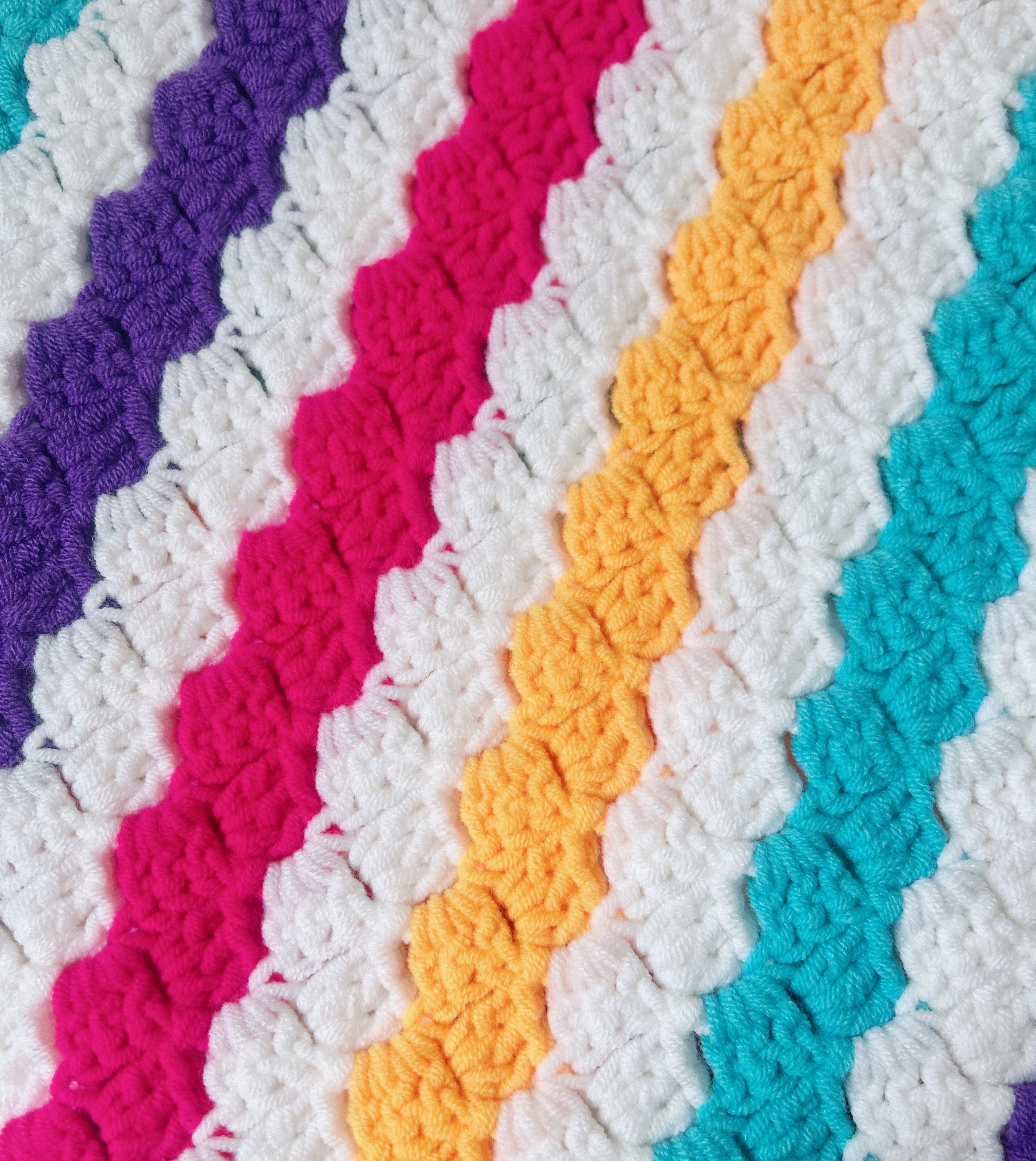 Handmade Crochet Blanket - Rainbow Stripe Baby Blanket - Colourful Nursery Throw
