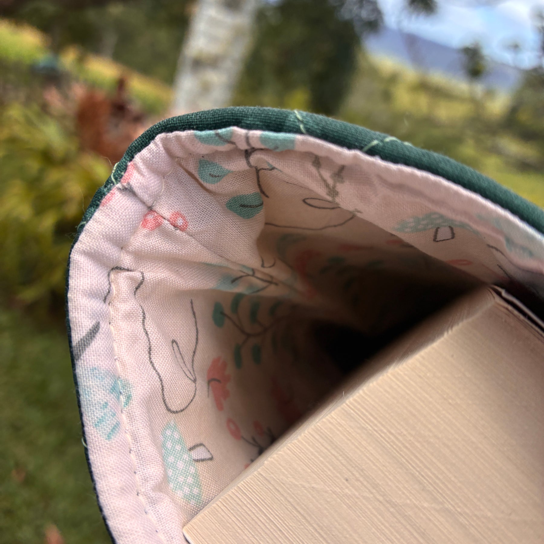 Large Book Sleeve (Green Floral)