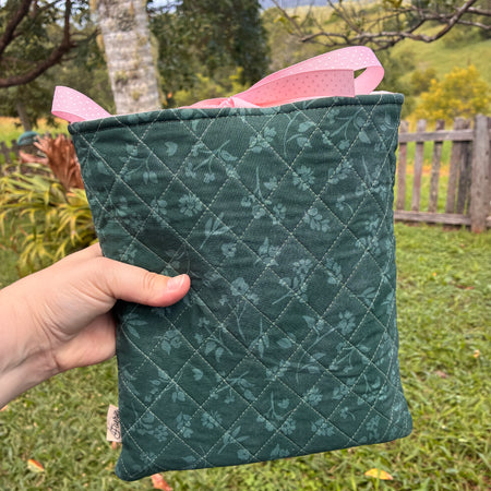 Large Book Sleeve (Green Floral)