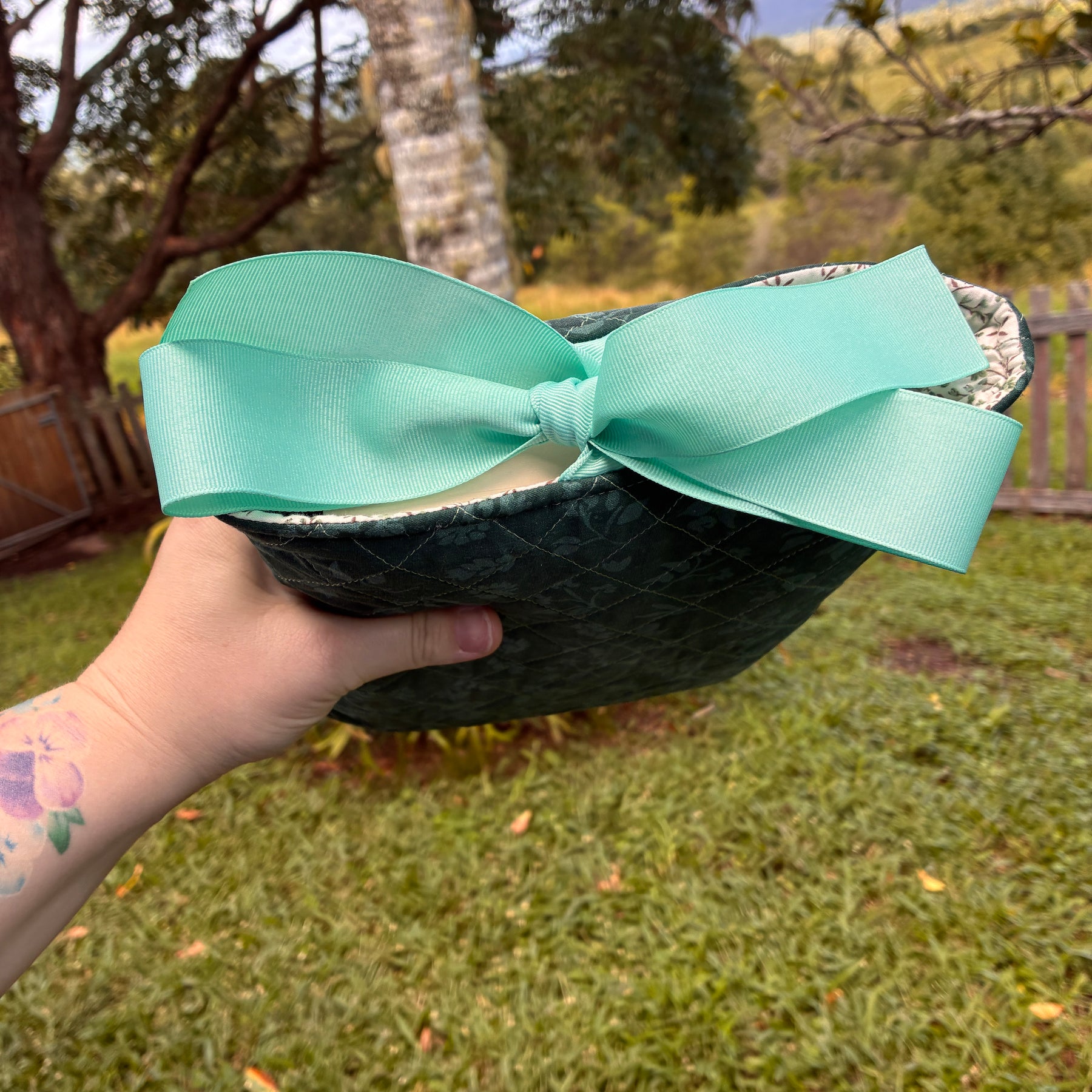 Large Book Sleeve (Green Floral)