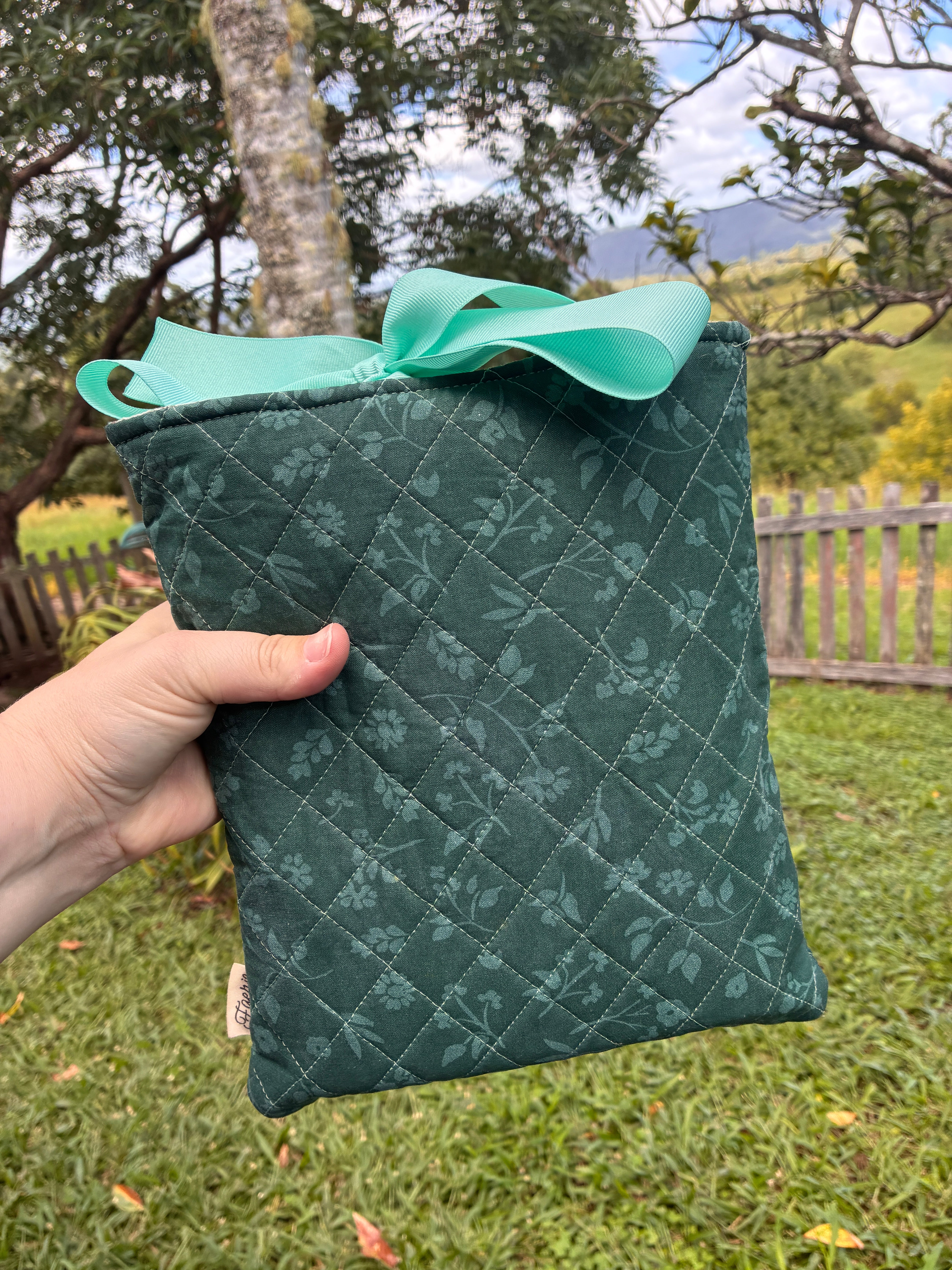 Large Book Sleeve (Green Floral)